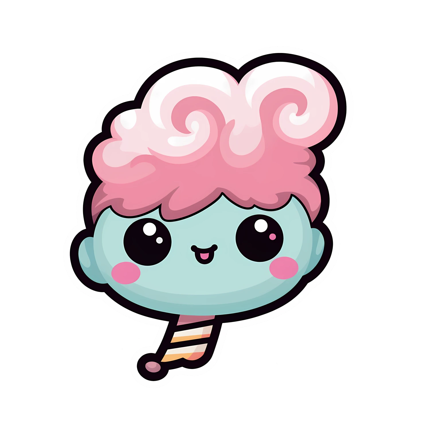 Kawaii cotton candy sticker isolated on transparent background #27651