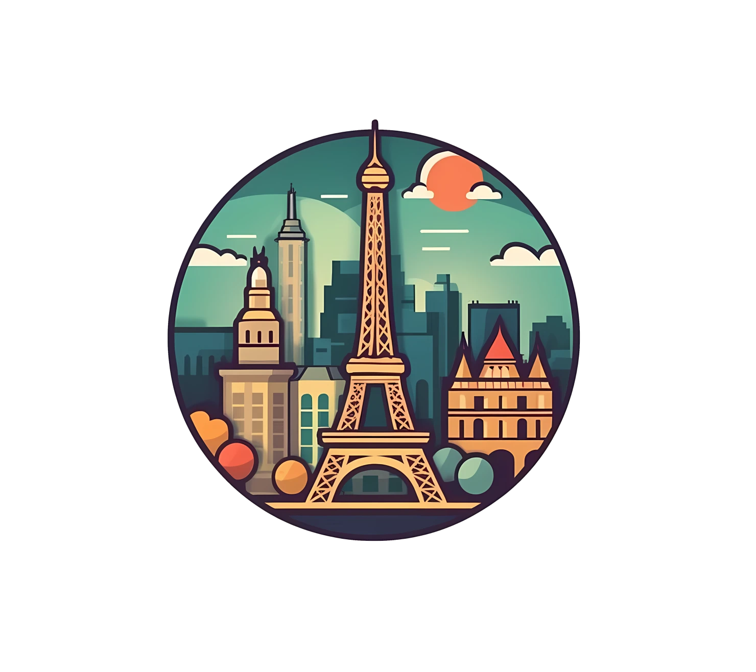 Kawaii cityscape sticker isolated on transparent background #27674