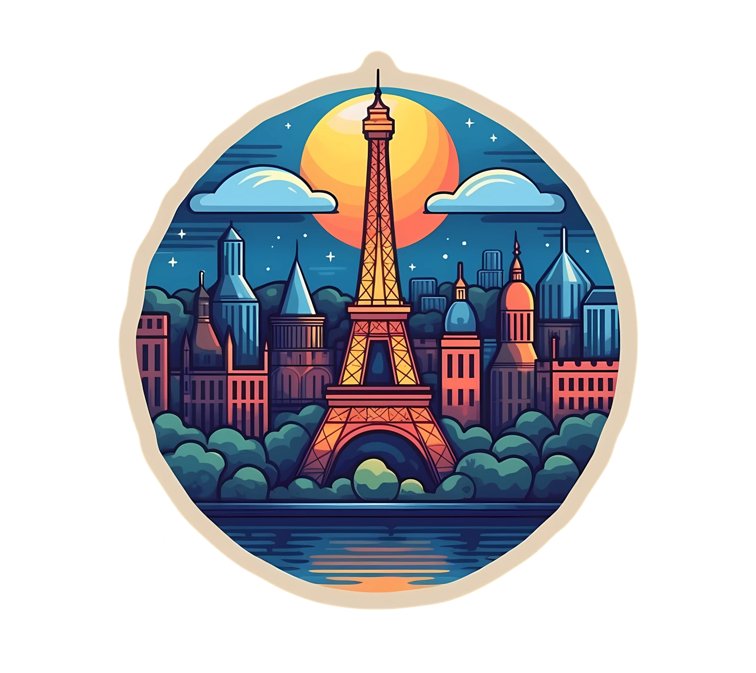 Kawaii cityscape sticker isolated on transparent background #27675