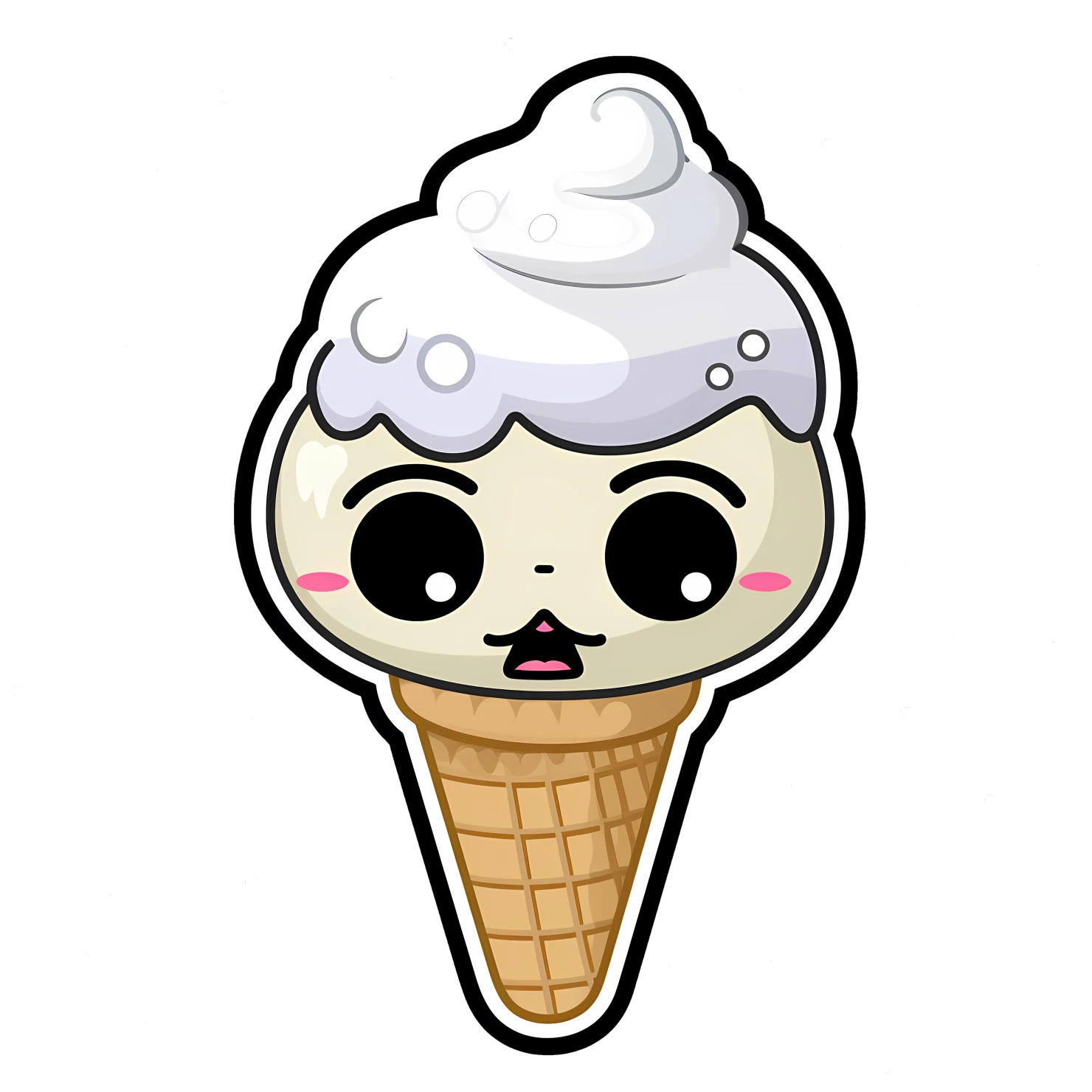 Kawaii crying ice cream sticker isolated on transparent background #27676