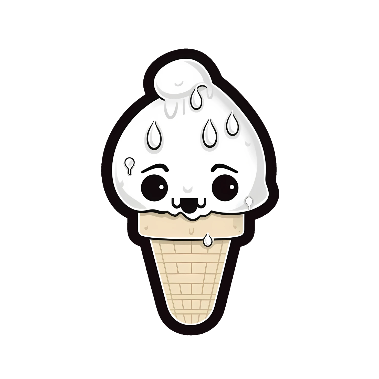 Kawaii crying ice cream sticker isolated on transparent background #27678