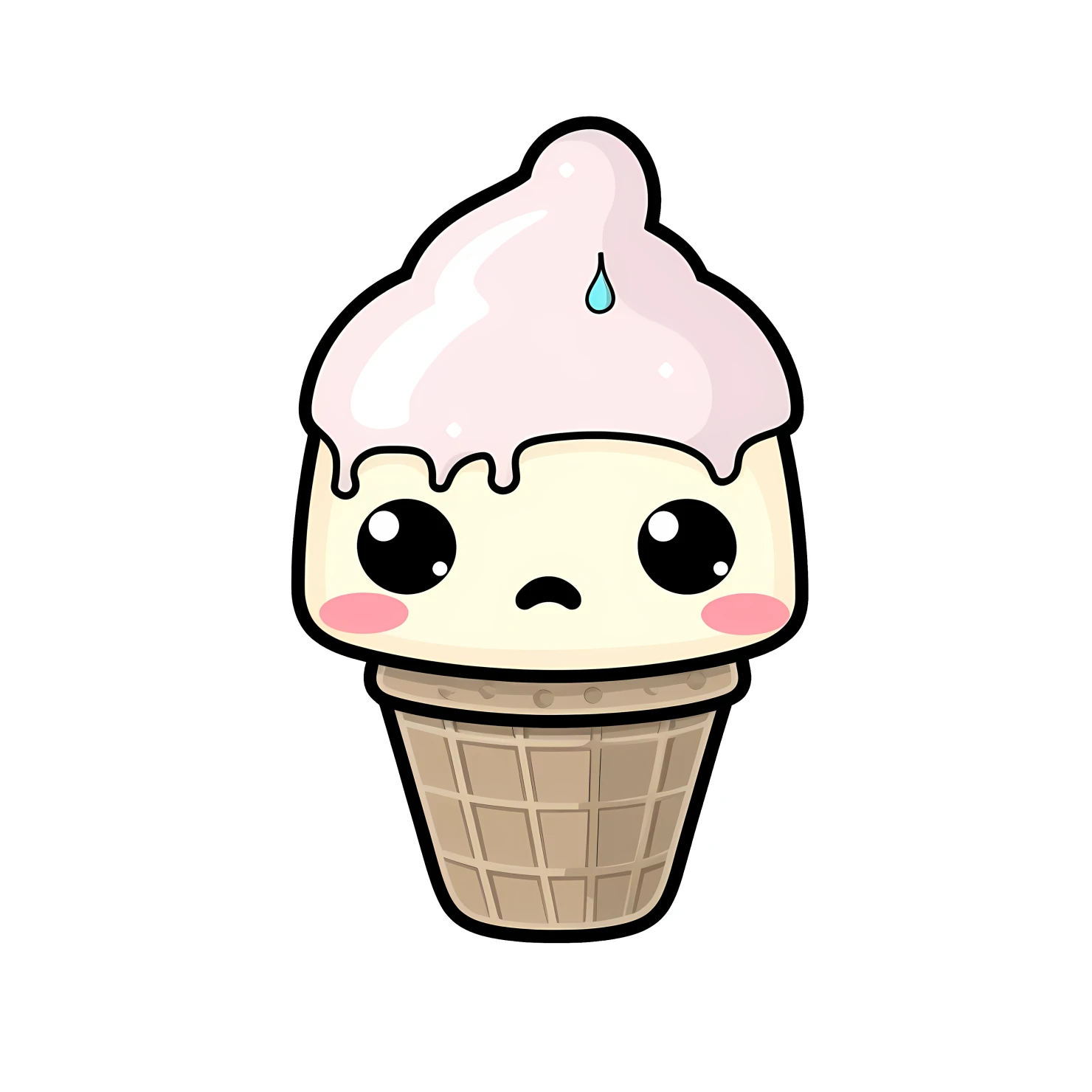 Kawaii crying ice cream sticker isolated on transparent background #27679