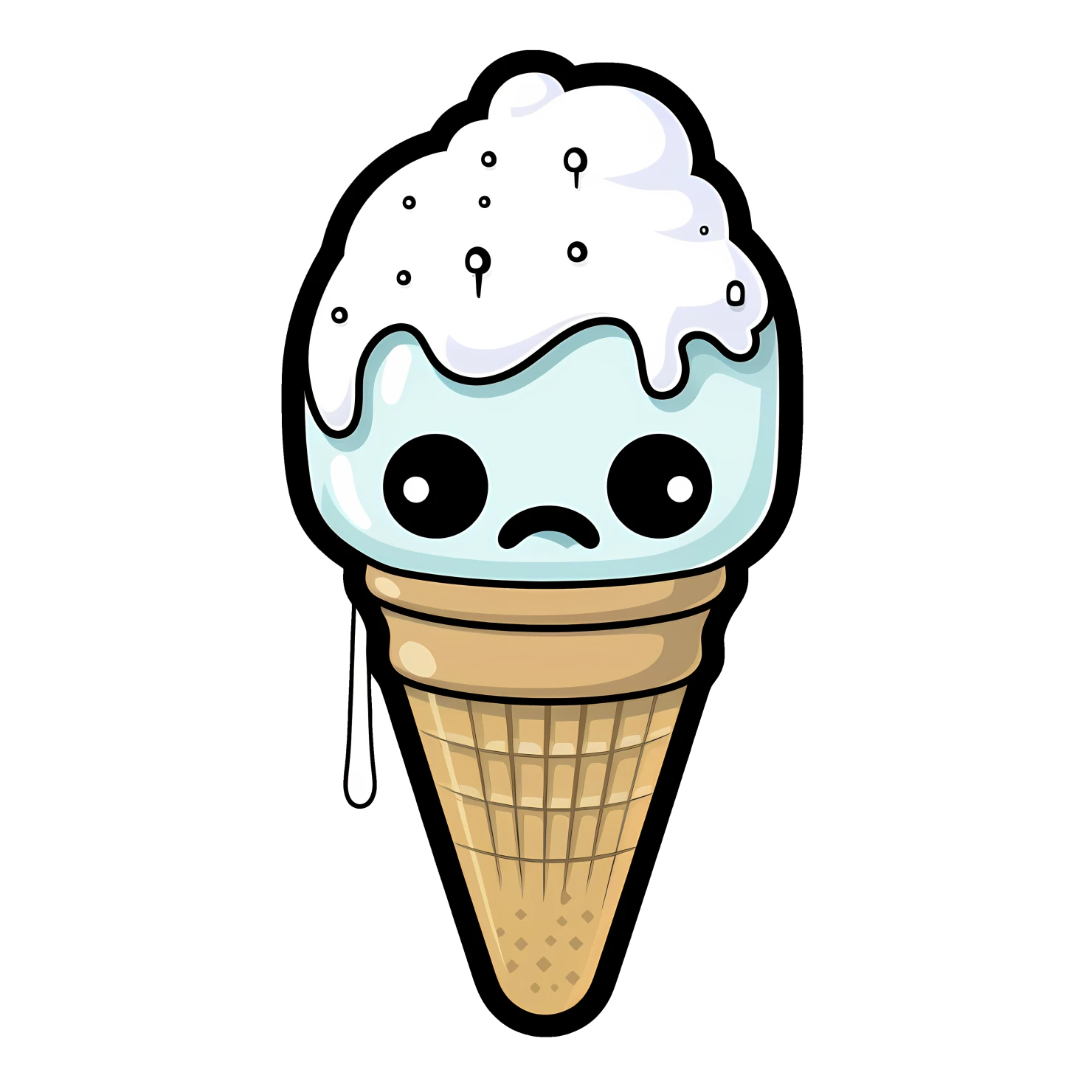 Kawaii crying ice cream sticker isolated on transparent background #27680