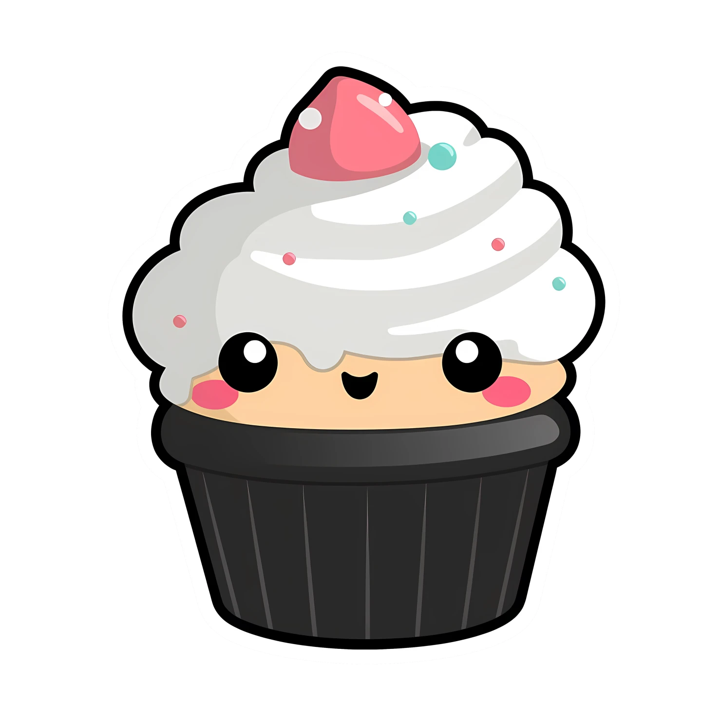 Kawaii cupcake sticker isolated on transparent background #27686