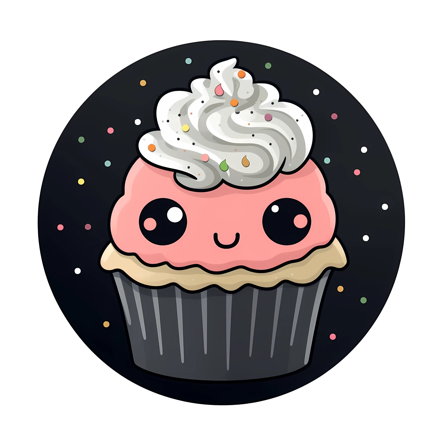 Kawaii cupcake sticker isolated on transparent background #27688