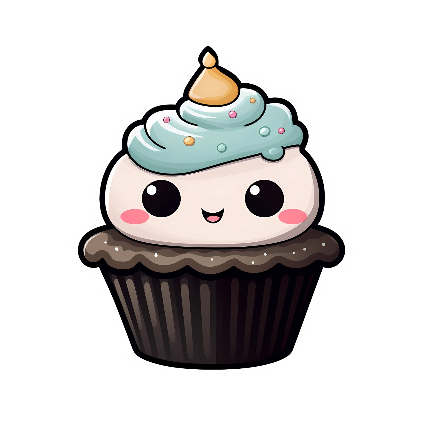 Kawaii cupcake sticker isolated on transparent background #27689