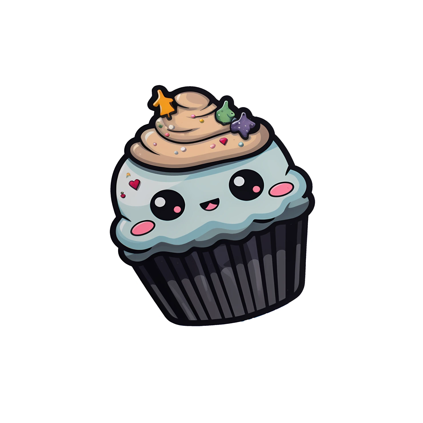 Kawaii cupcake sticker isolated on transparent background #27691
