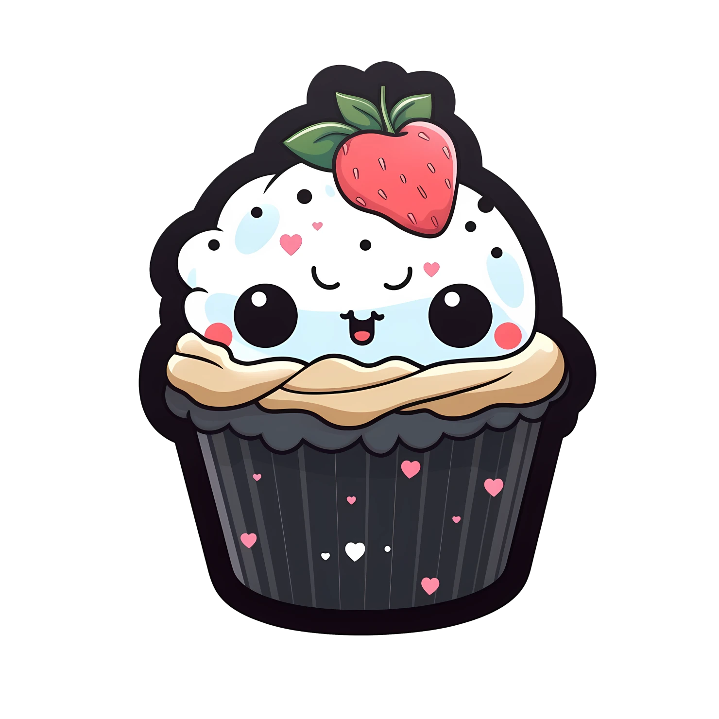 Kawaii cupcake sticker isolated on transparent background #27694