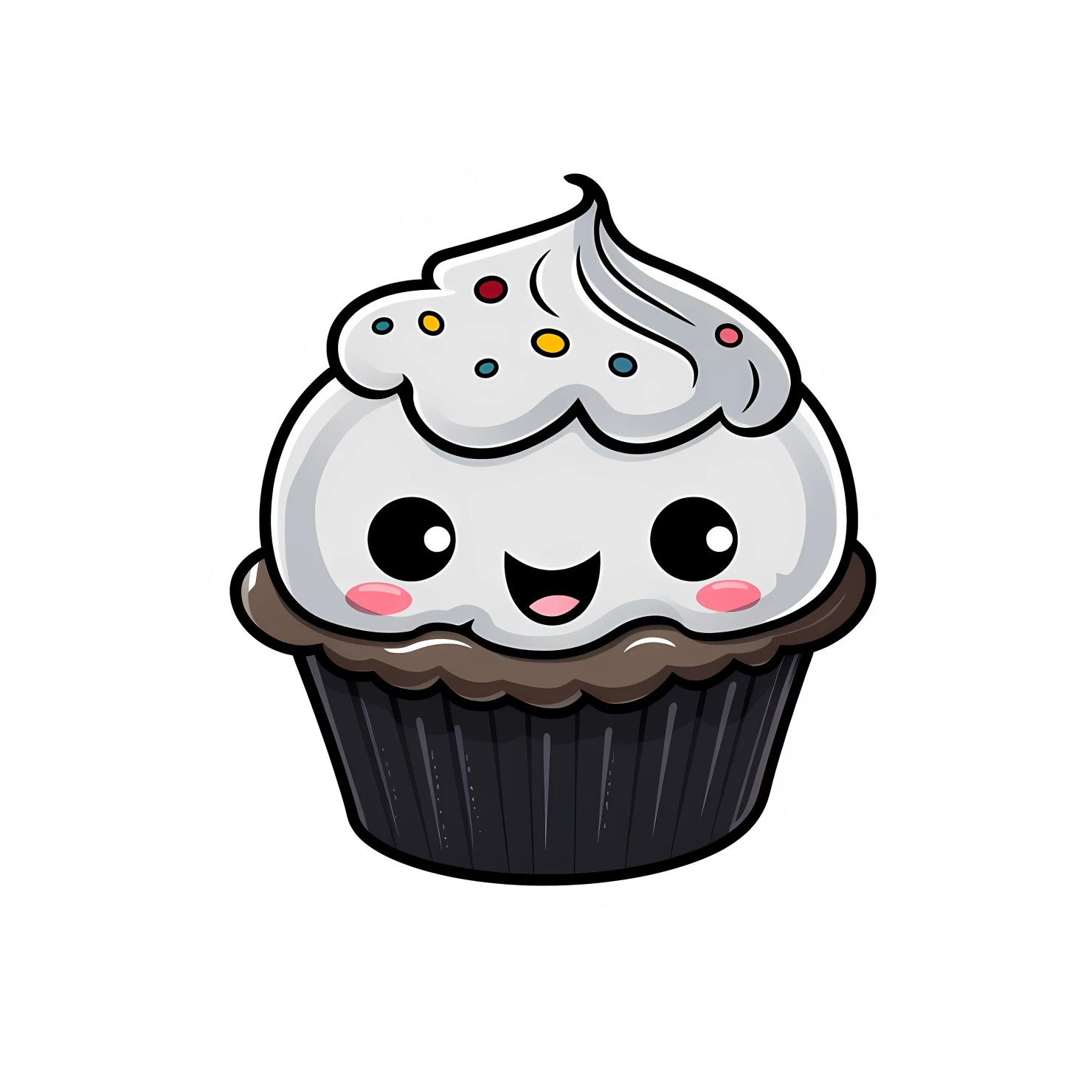 Kawaii cupcake sticker isolated on transparent background #27695