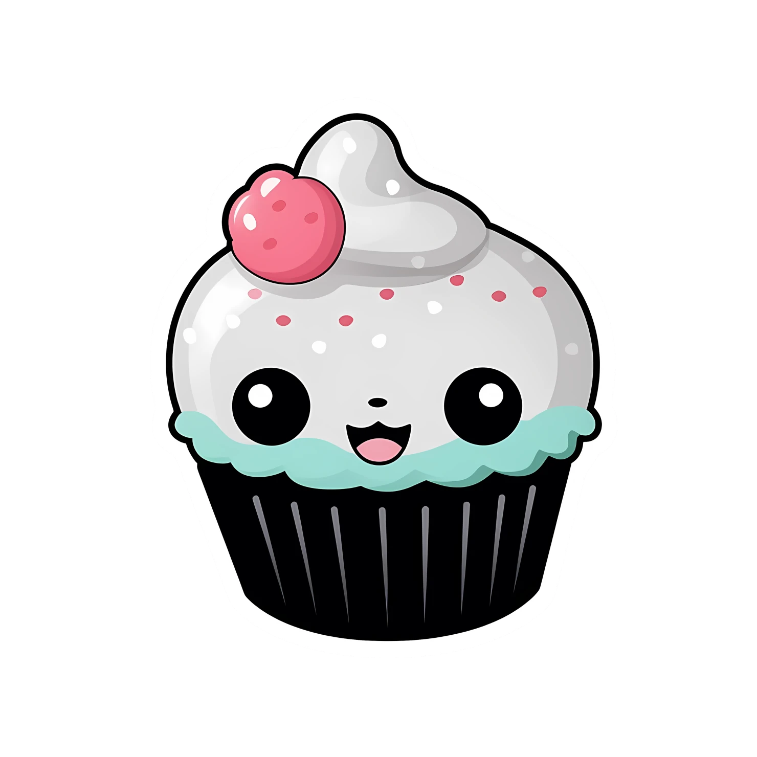 Kawaii cupcake sticker isolated on transparent background #27696