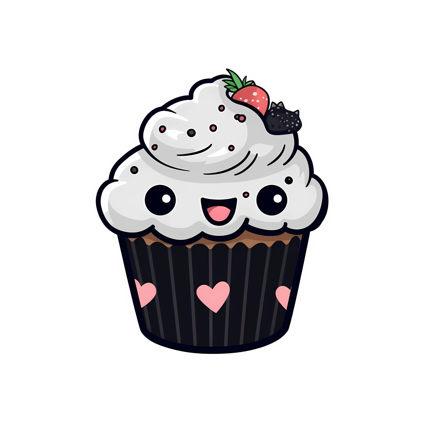 Kawaii cupcake sticker isolated on transparent background #27697