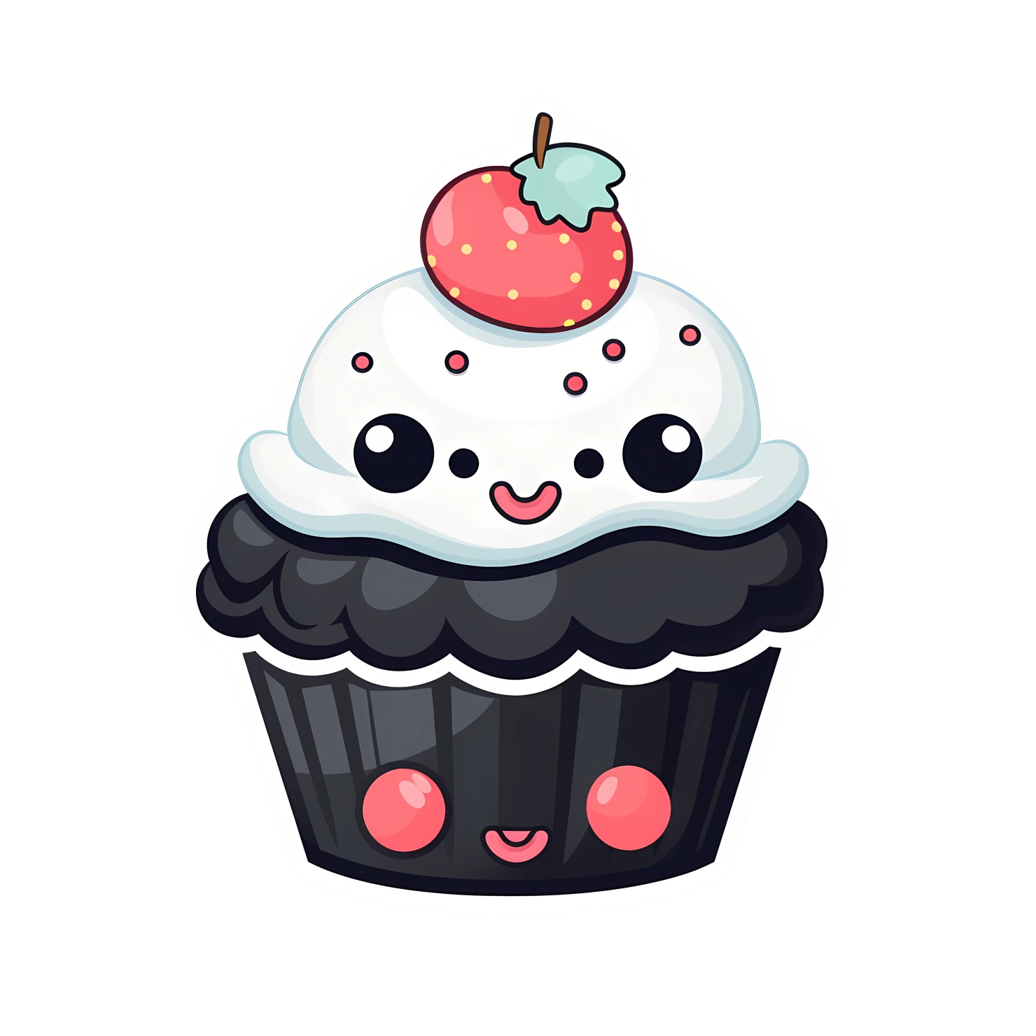 Kawaii cupcake sticker isolated on transparent background #27700