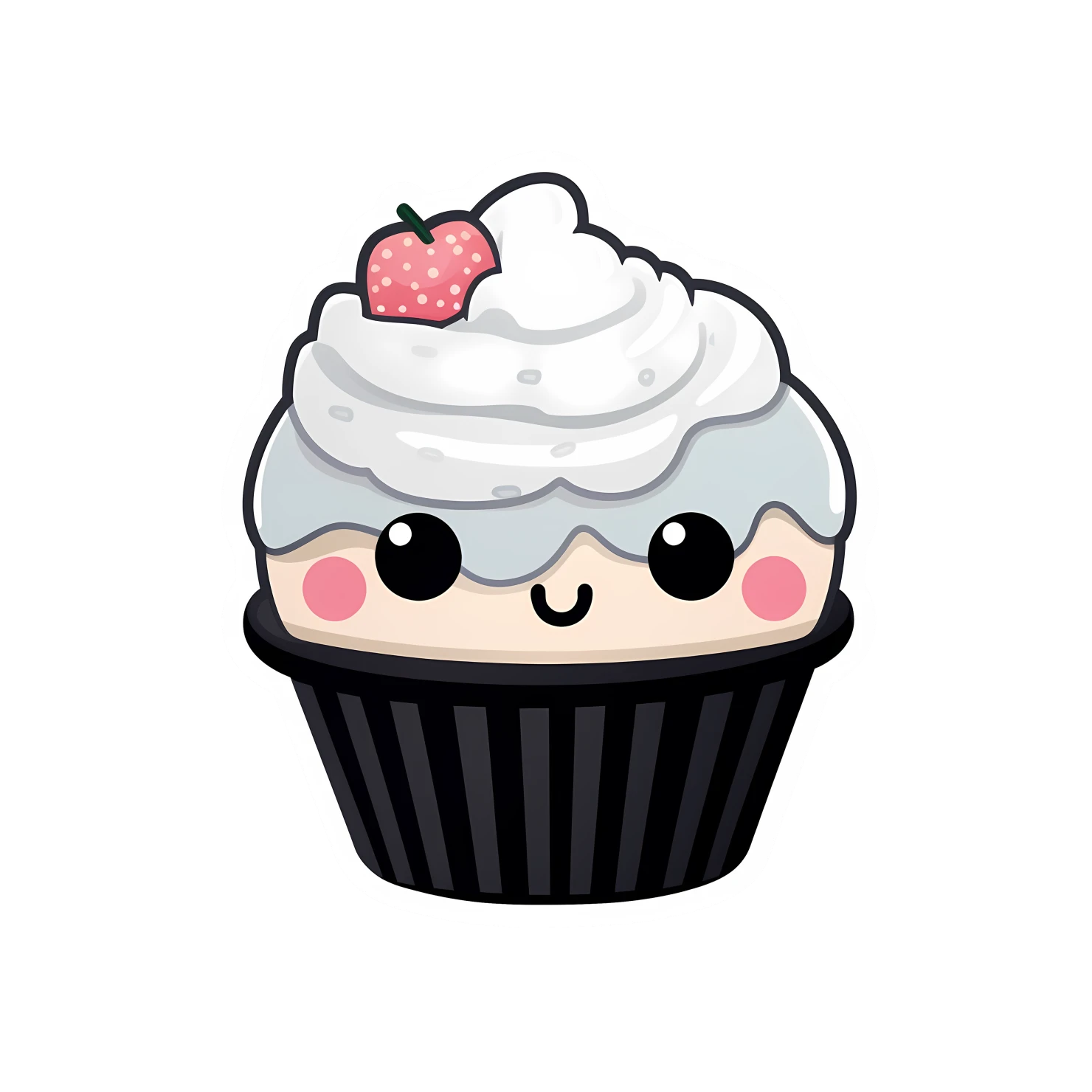 Kawaii cupcake sticker isolated on transparent background #27701