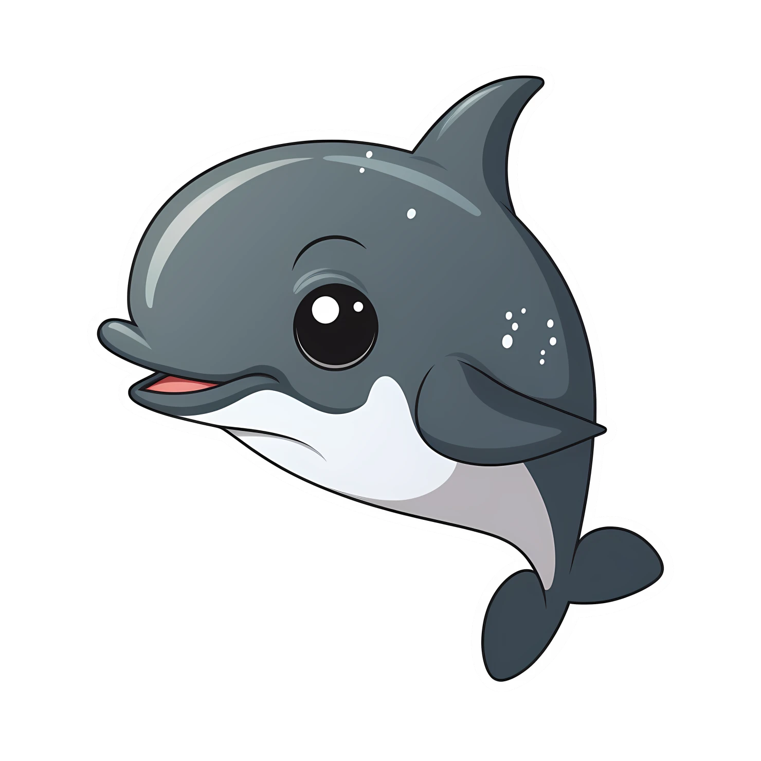 Kawaii dolphin sticker isolated on transparent background #27723
