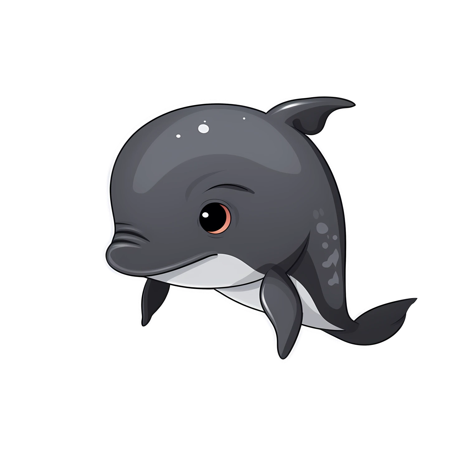 Kawaii dolphin sticker isolated on transparent background #27725