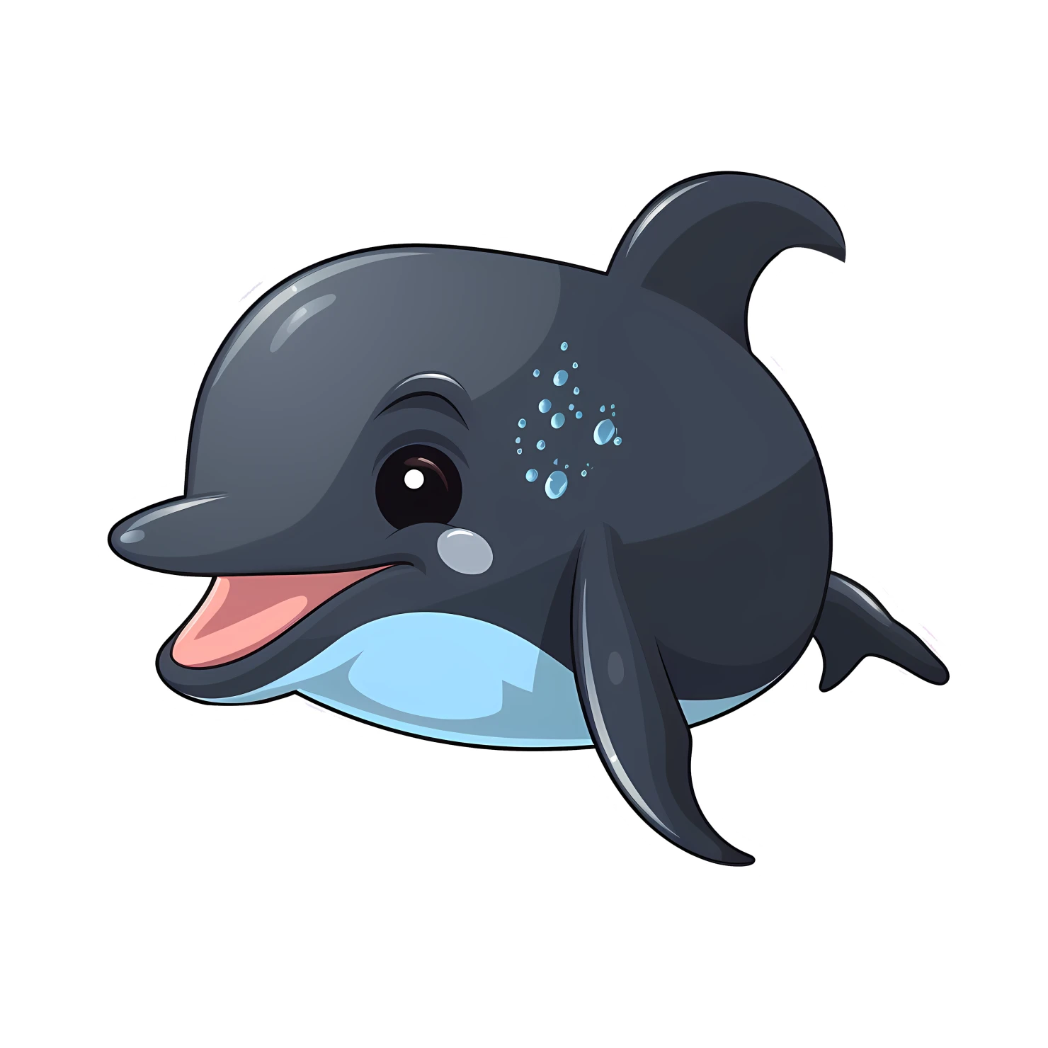 Kawaii dolphin sticker isolated on transparent background #27727
