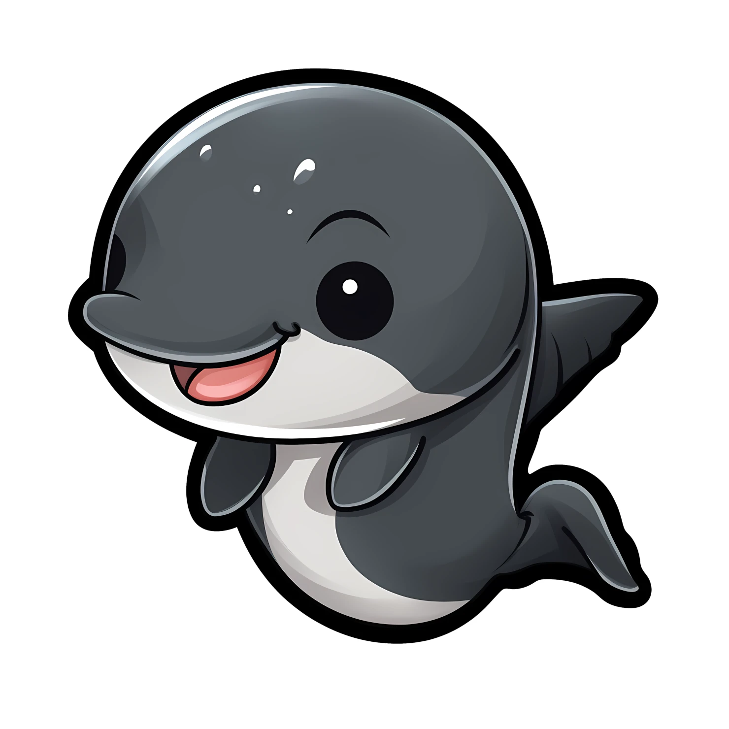 Kawaii dolphin sticker isolated on transparent background #27729