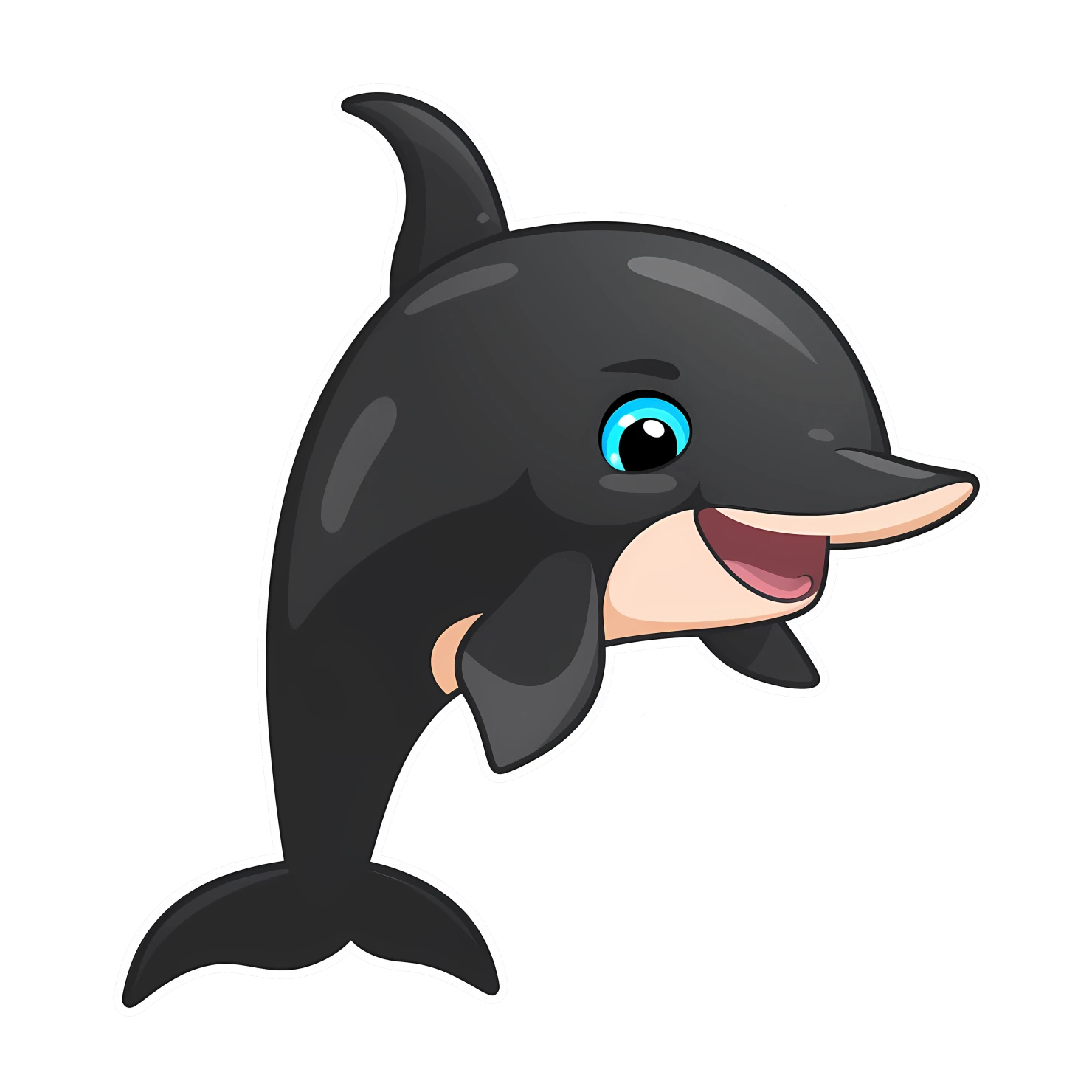 Kawaii dolphin sticker isolated on transparent background #27730