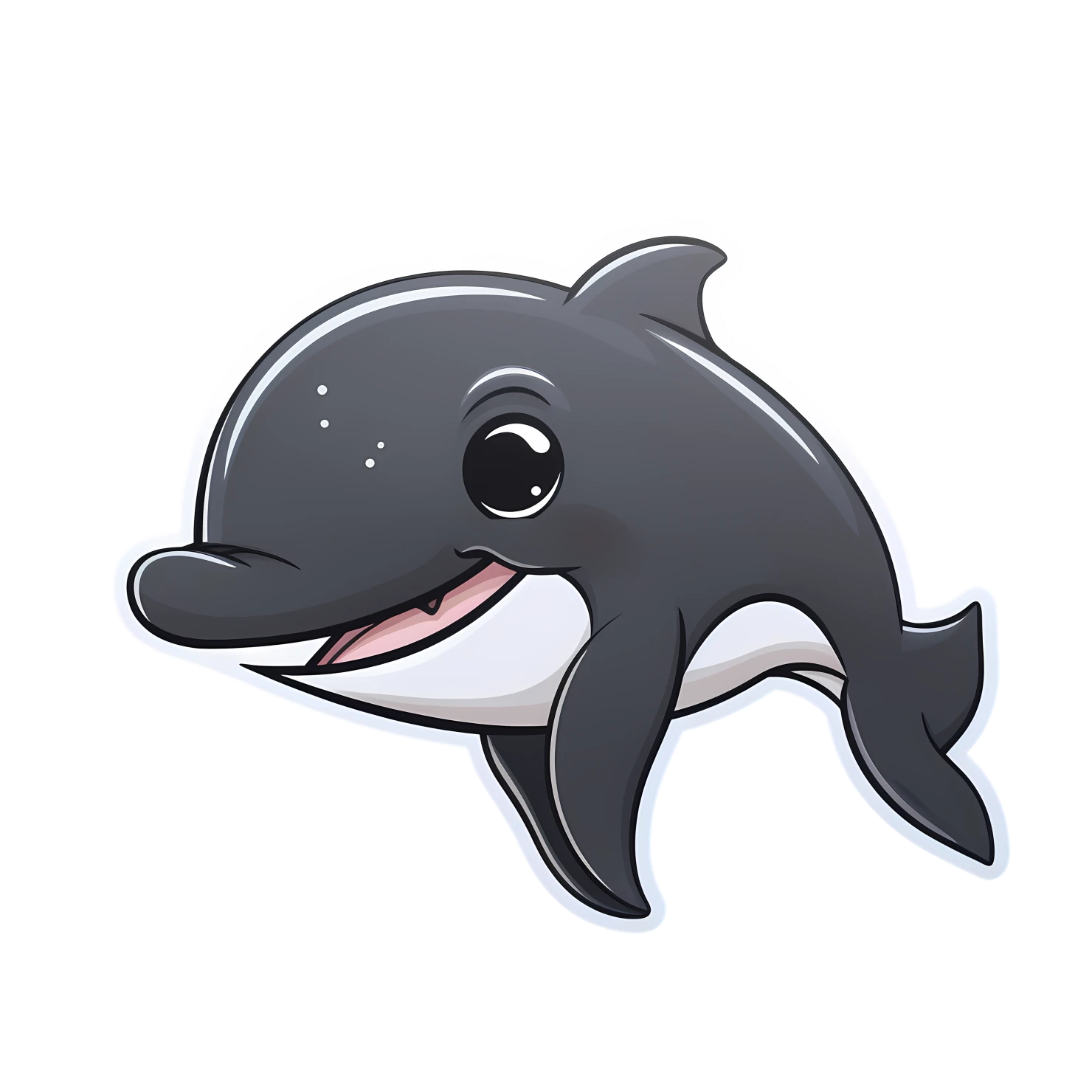 Kawaii dolphin sticker isolated on transparent background #27733