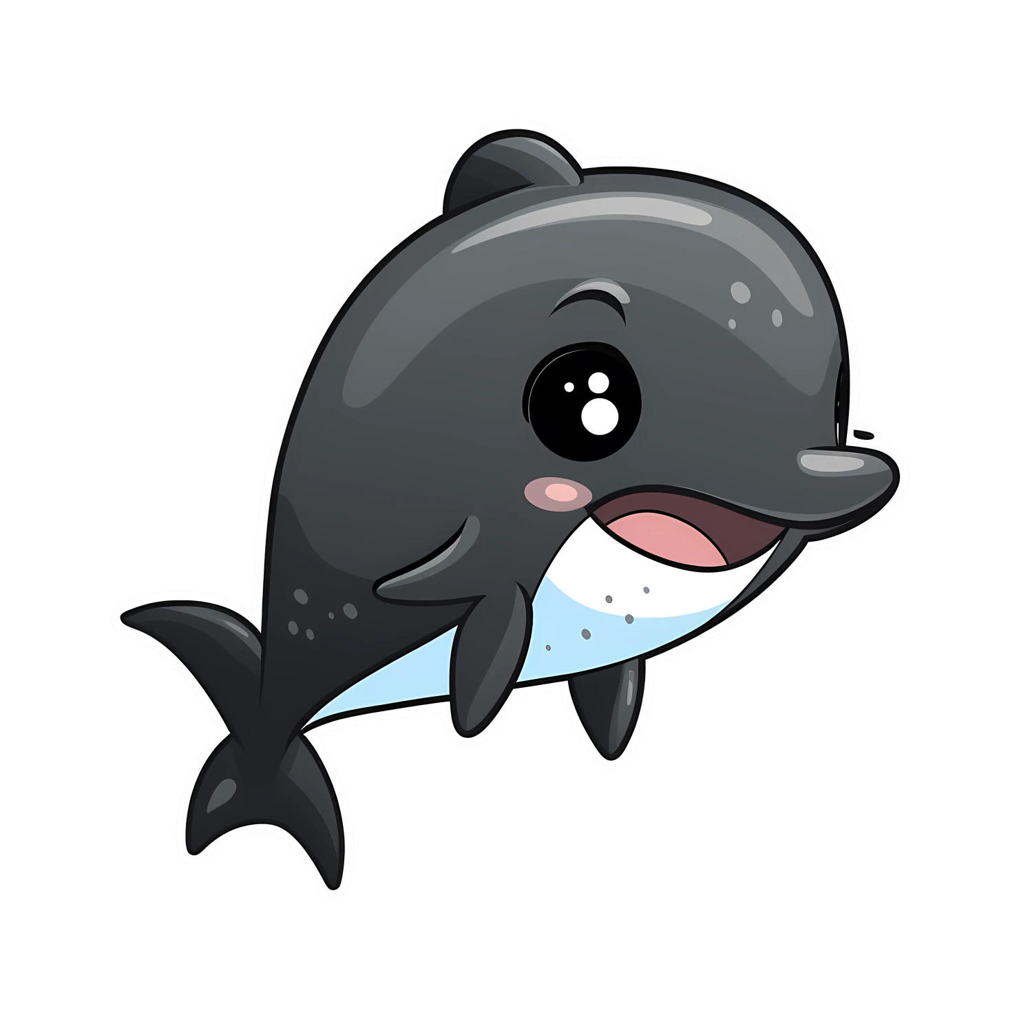 Kawaii dolphin sticker isolated on transparent background #27734