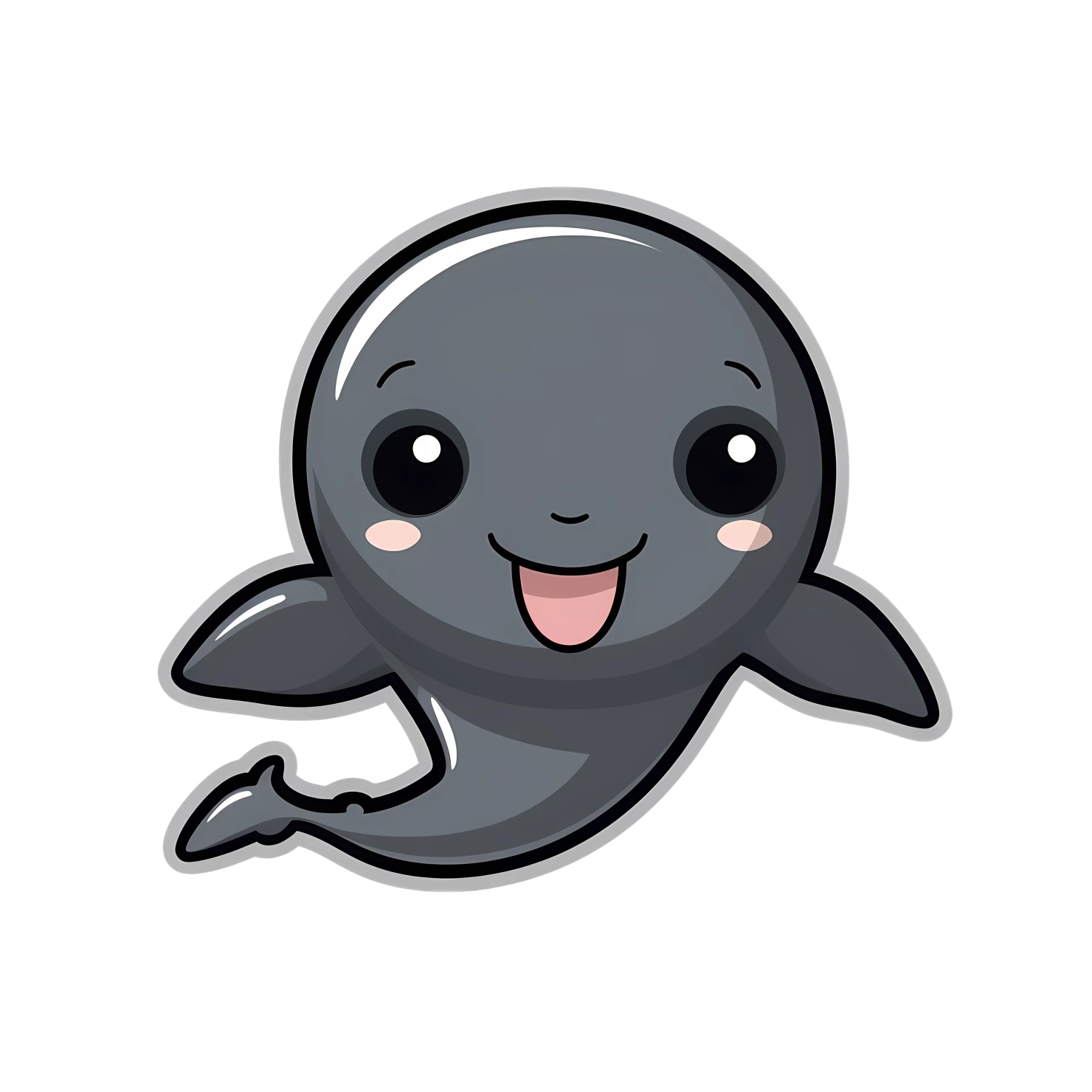 Kawaii dolphin sticker isolated on transparent background #27735
