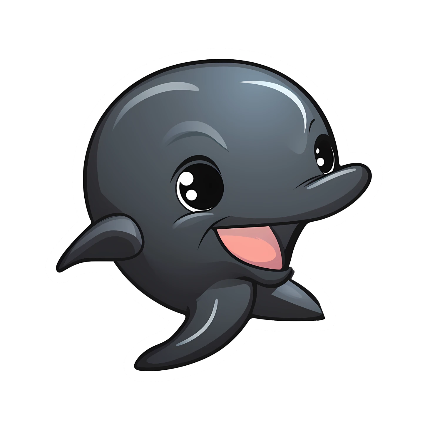 Kawaii dolphin sticker isolated on transparent background #27737