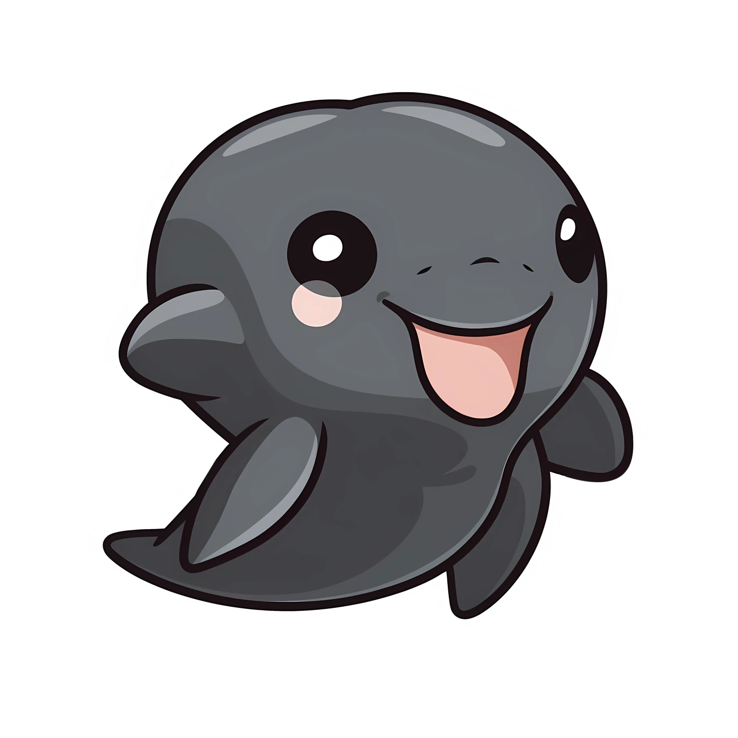 Kawaii dolphin sticker isolated on transparent background #27738