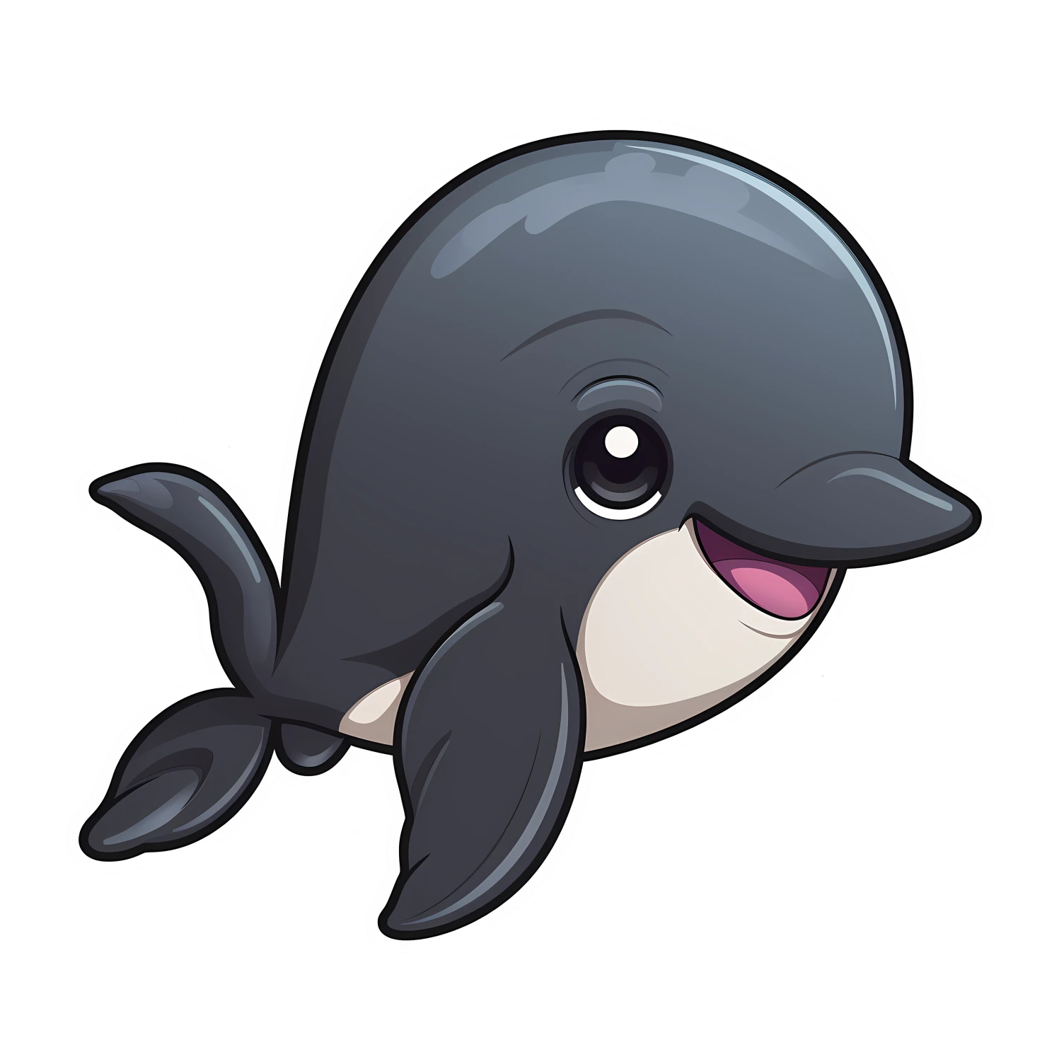 Kawaii dolphin sticker isolated on transparent background #27739