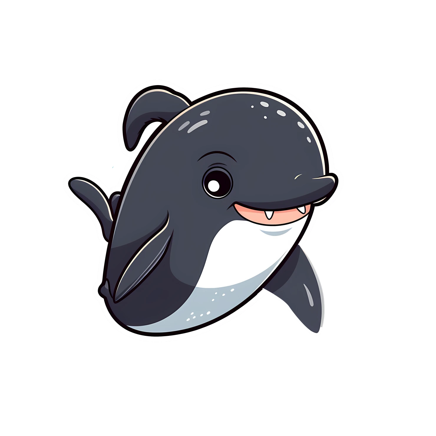 Kawaii dolphin sticker isolated on transparent background #27740