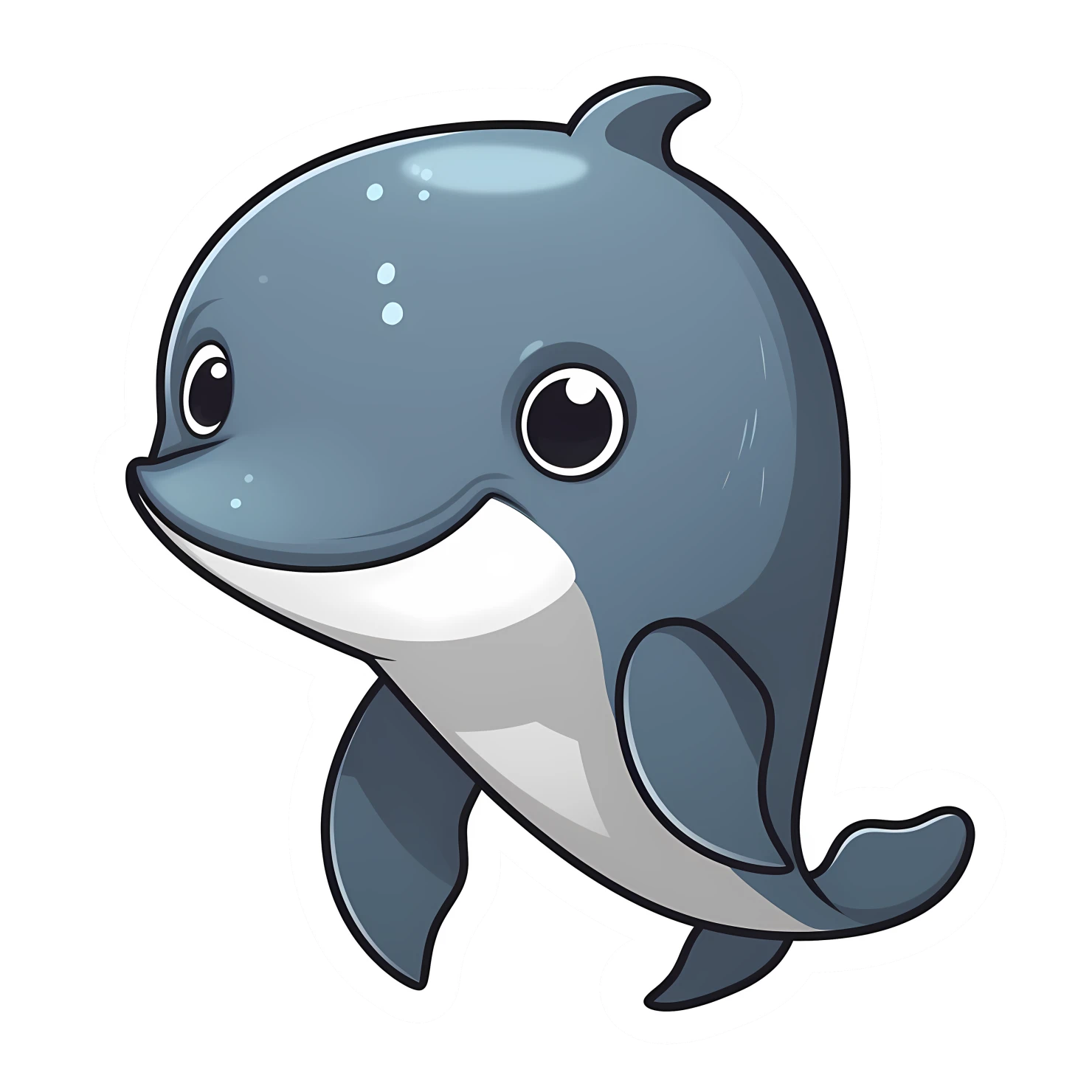 Kawaii dolphin sticker isolated on transparent background #27741