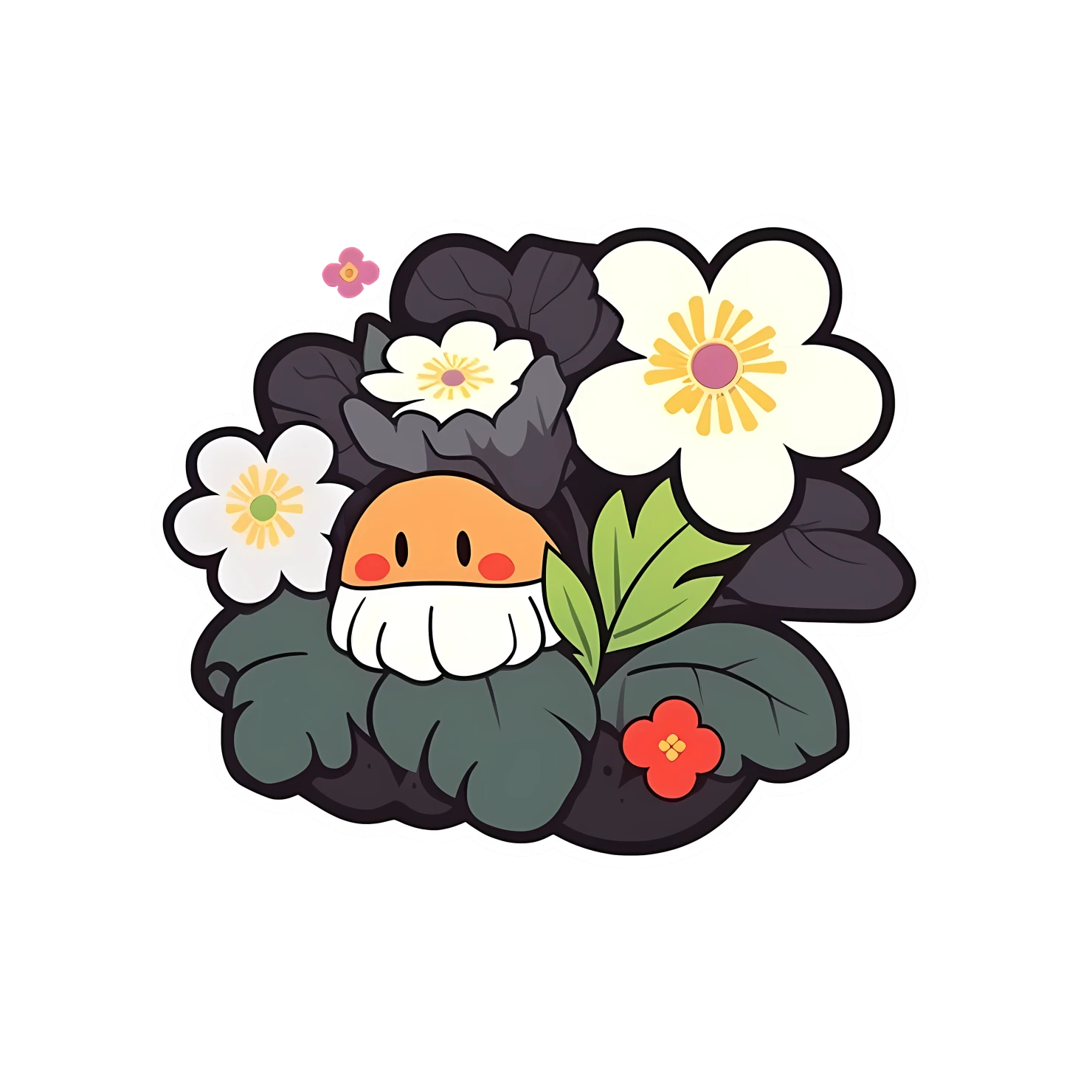 Kawaii flower sticker isolated on transparent background #27742