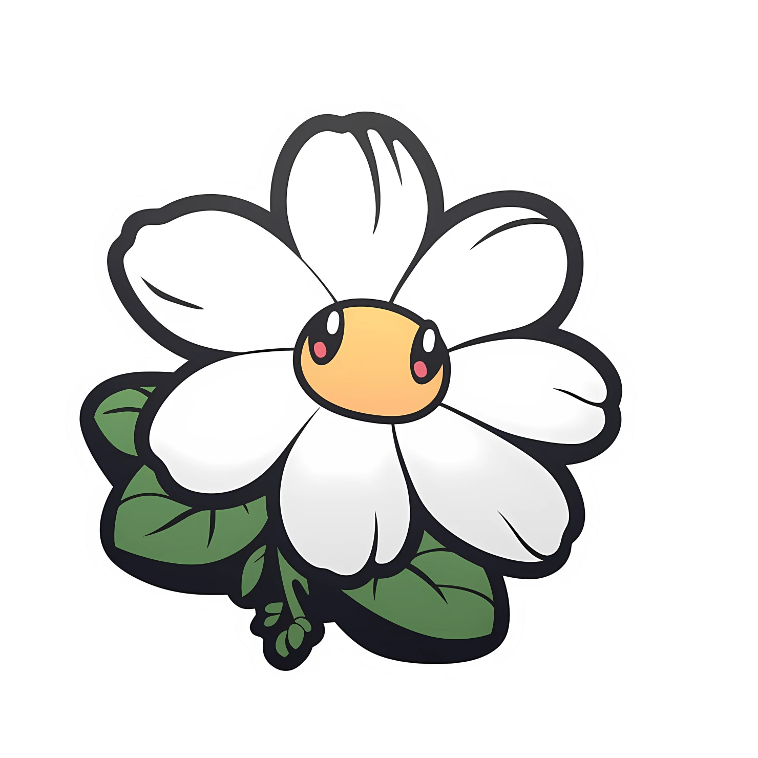 Kawaii flower sticker isolated on transparent background #27743