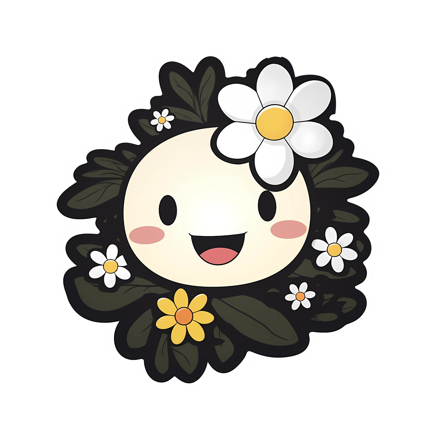 Kawaii flower sticker isolated on transparent background #27745