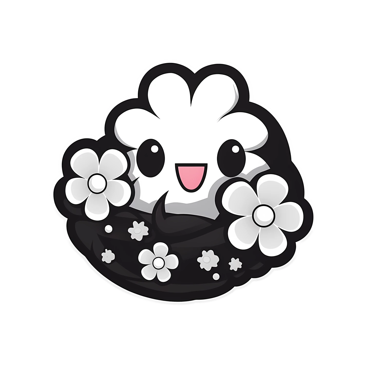 Kawaii flower sticker isolated on transparent background #27750