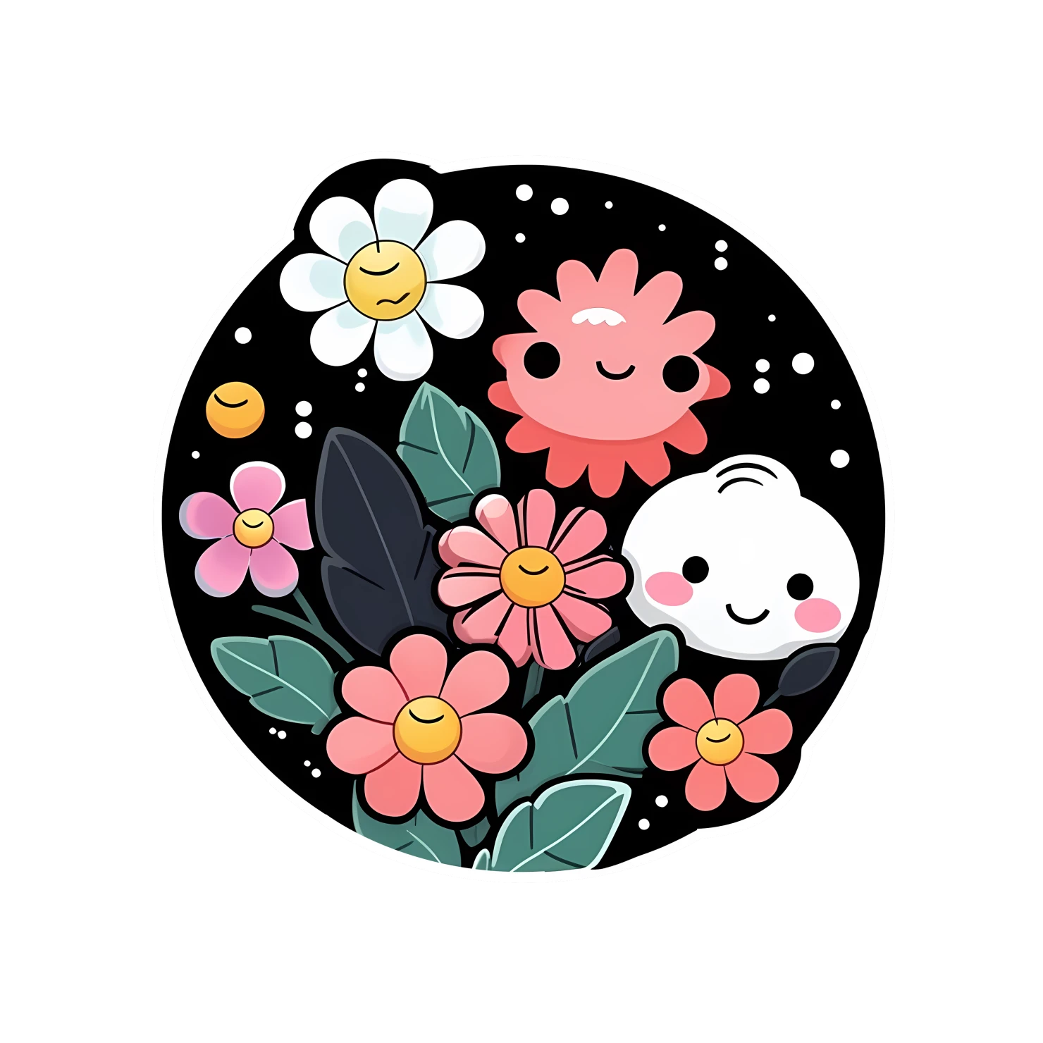 Kawaii flower sticker isolated on transparent background #27751