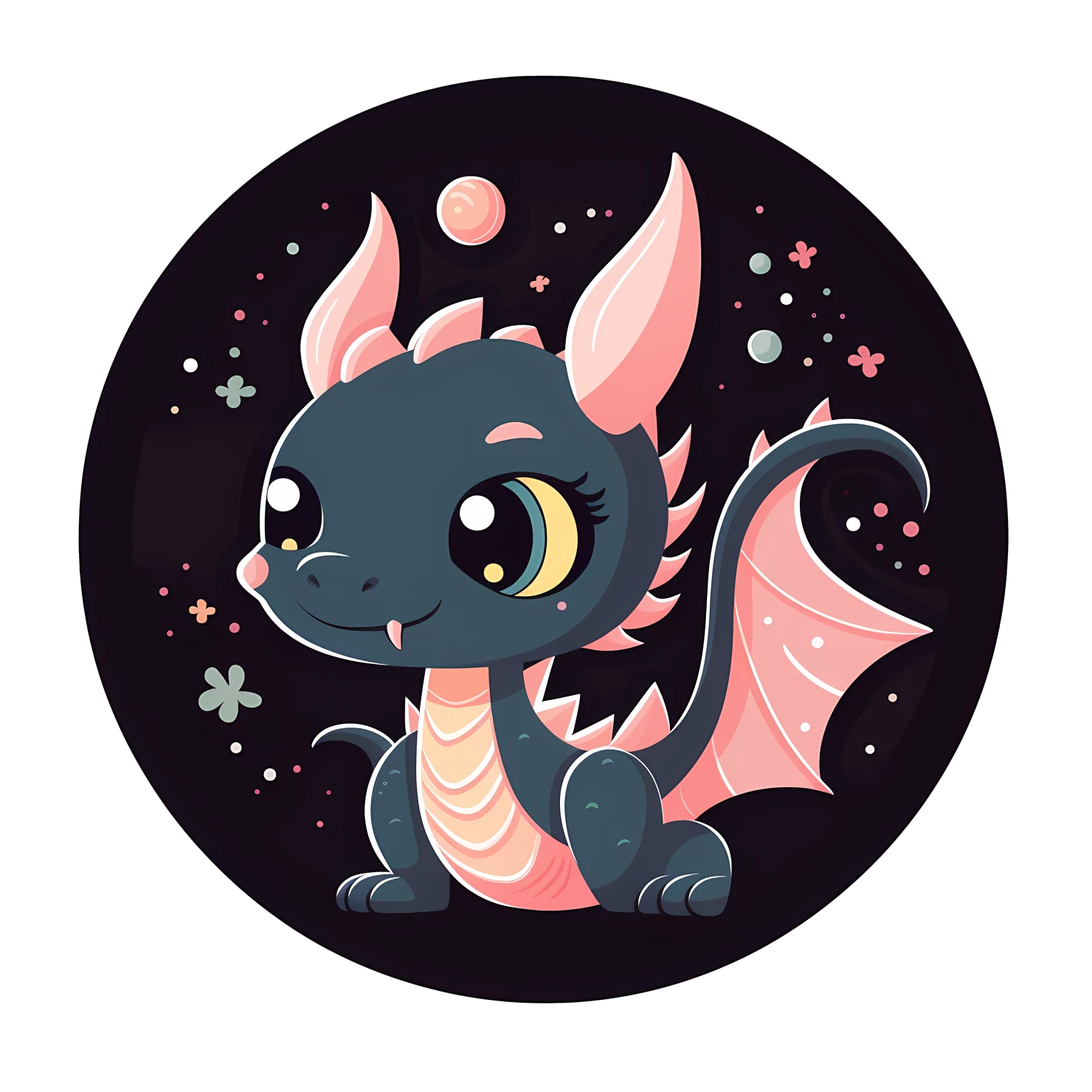 Kawaii dragon sticker isolated on transparent background #27777