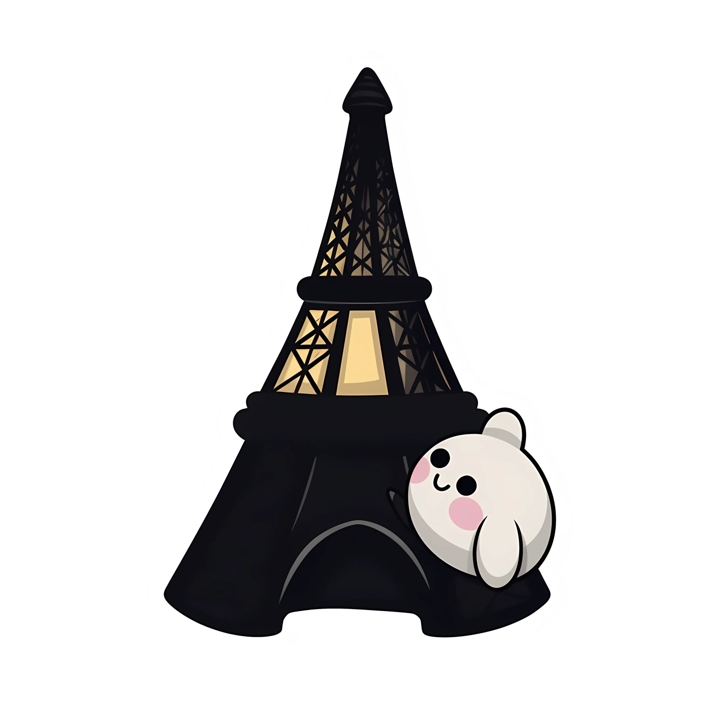 Kawaii Eiffel tower sticker isolated on transparent background #27829
