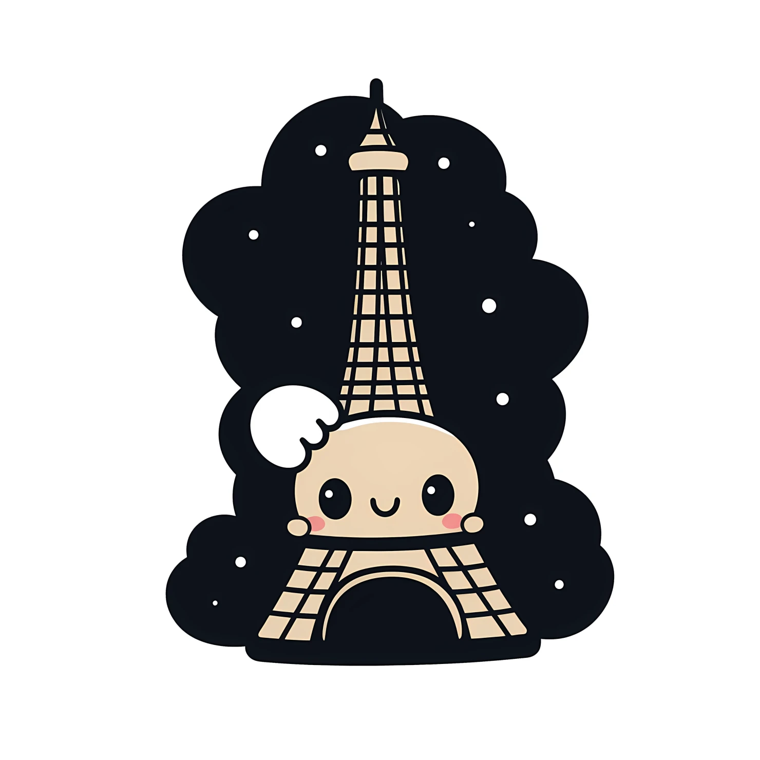 Kawaii Eiffel tower sticker isolated on transparent background #27832