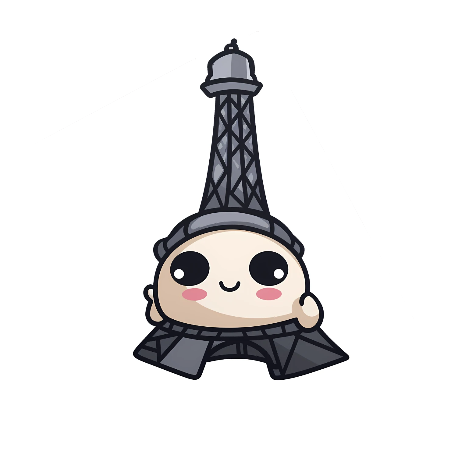 Kawaii Eiffel tower sticker isolated on transparent background #27833