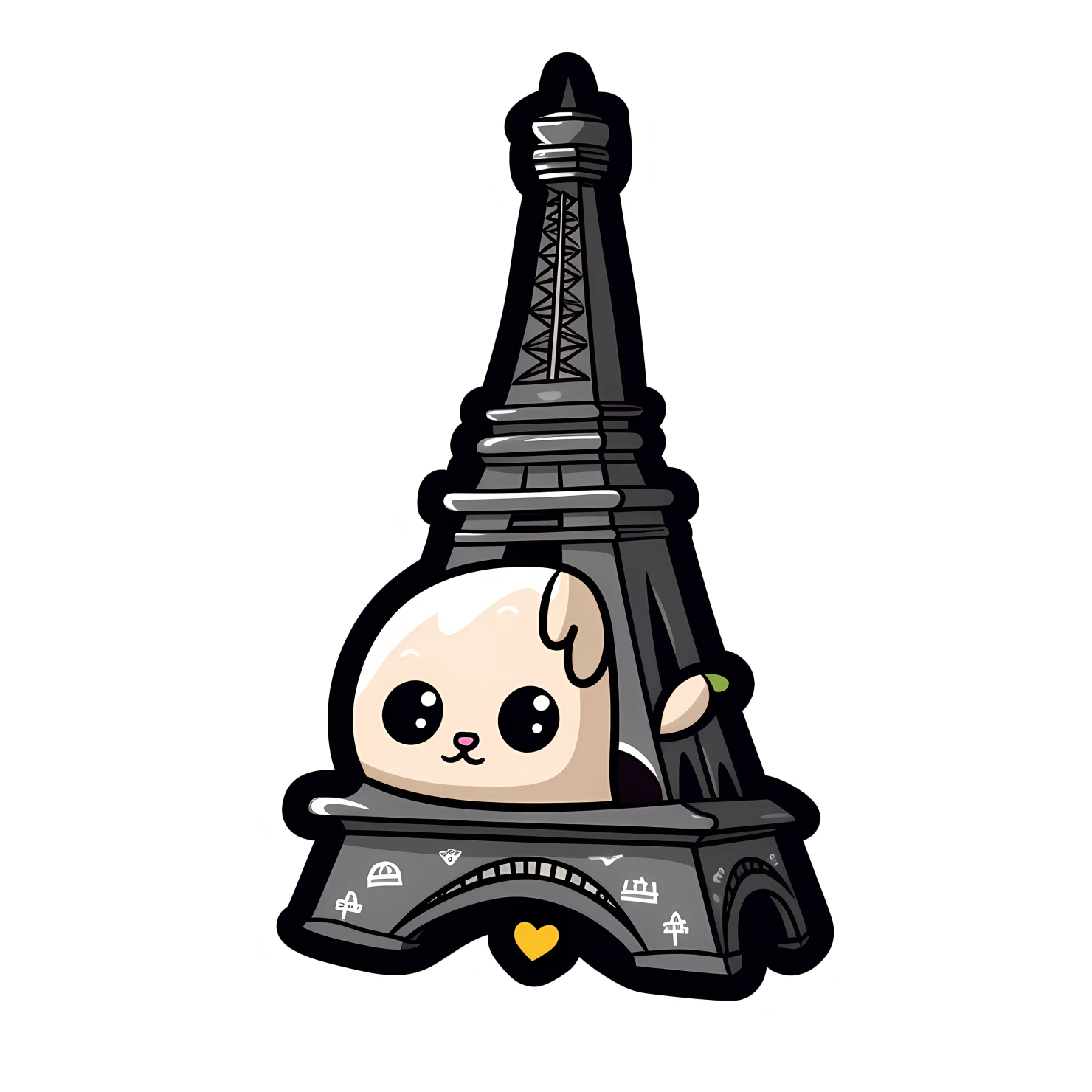 Kawaii Eiffel tower sticker isolated on transparent background #27835