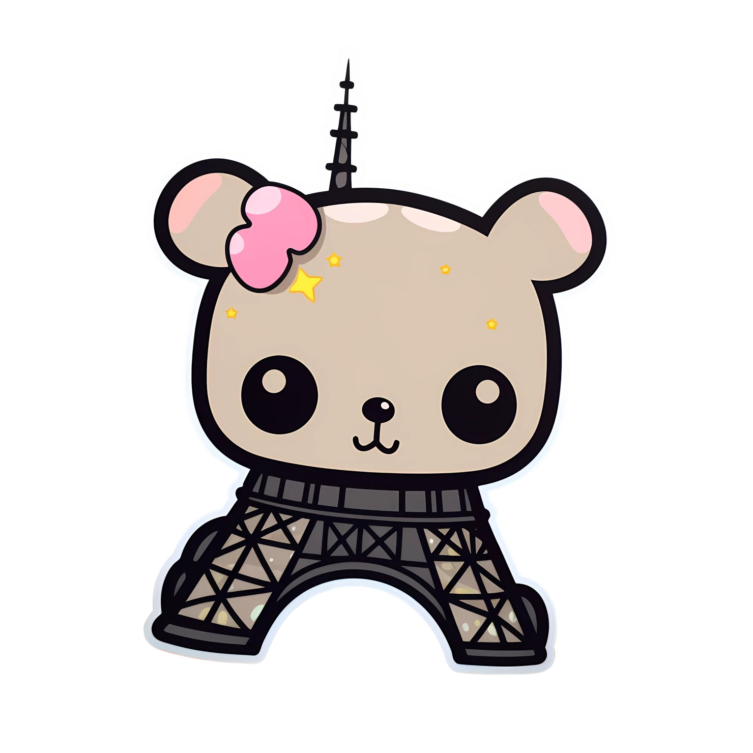 Kawaii Eiffel tower sticker isolated on transparent background #27841