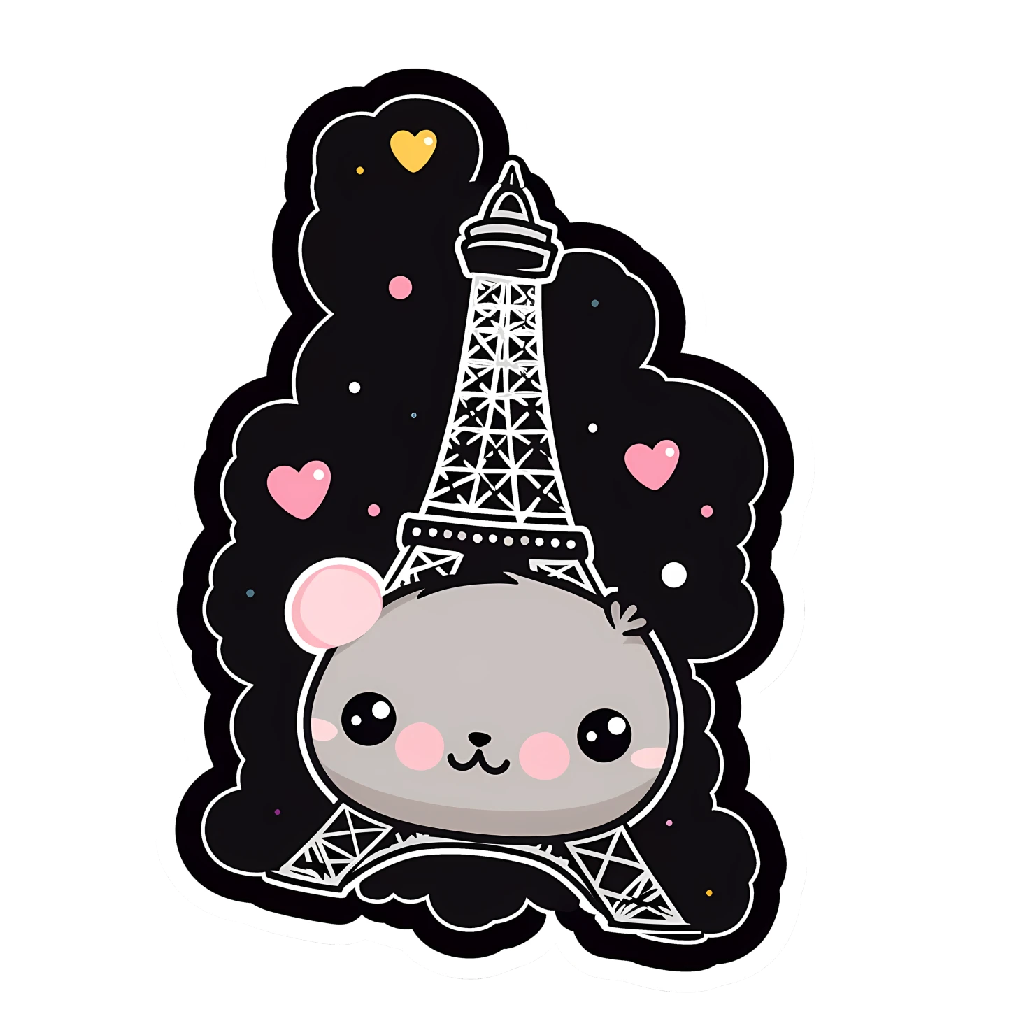 Kawaii Eiffel tower sticker isolated on transparent background #27842