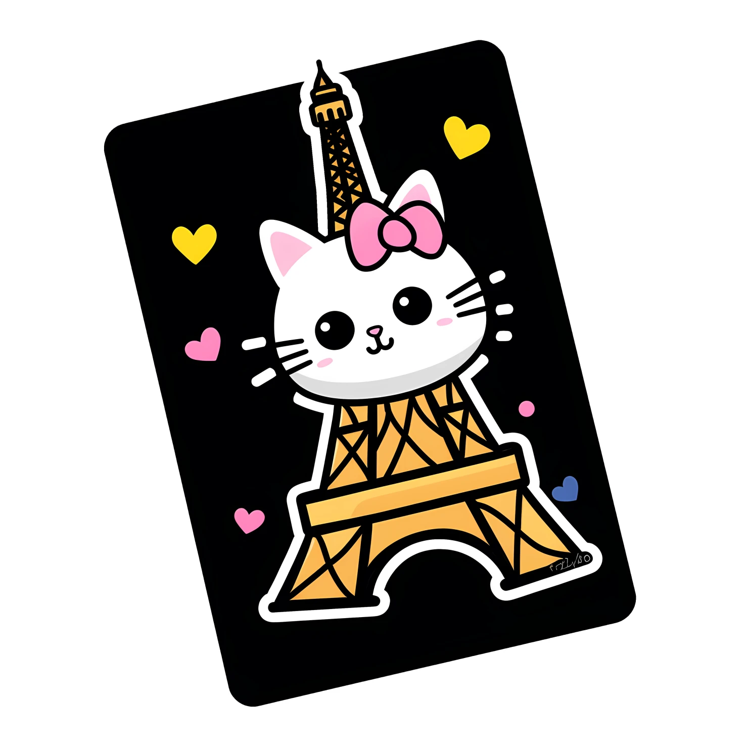 Kawaii Eiffel tower sticker isolated on transparent background #27844