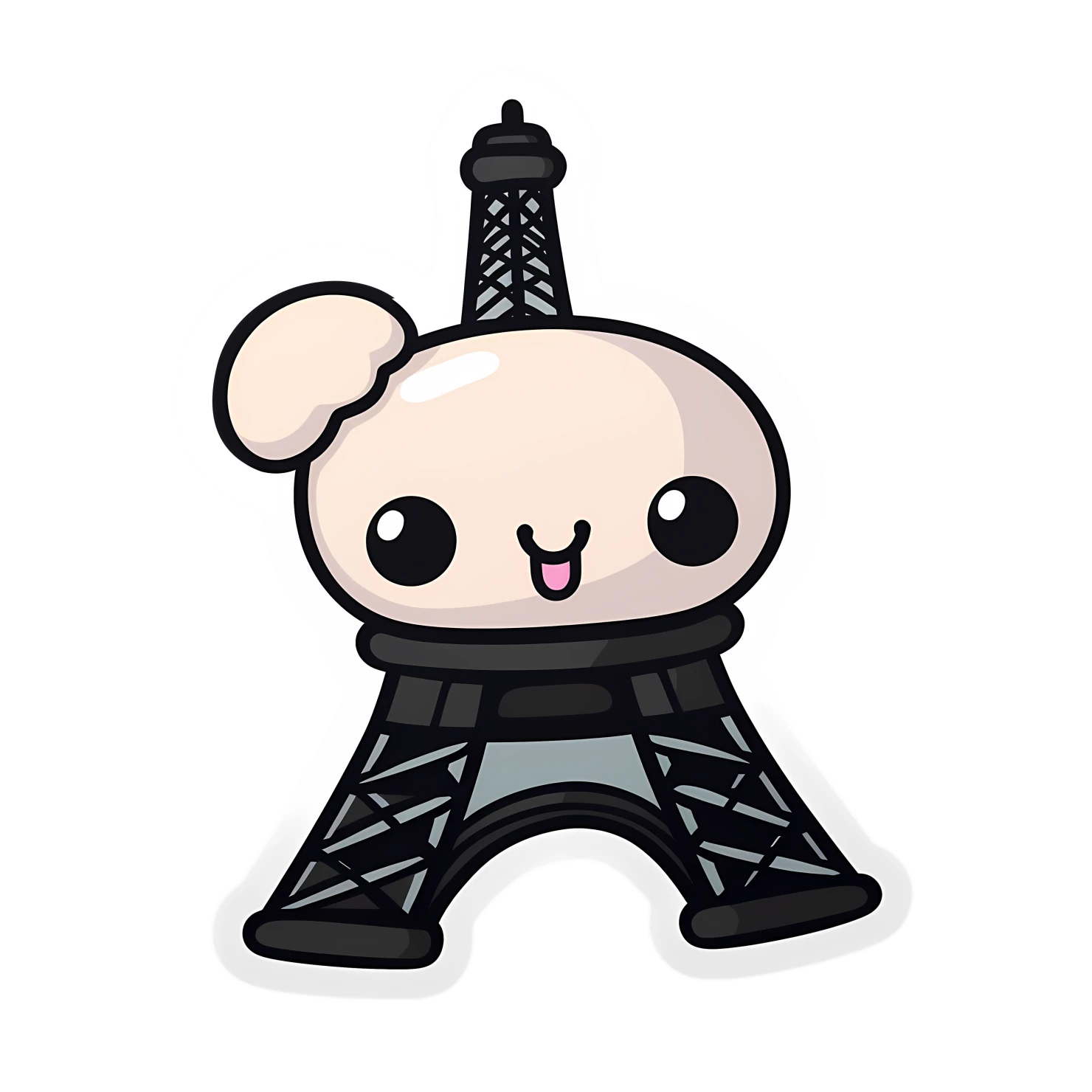 Kawaii Eiffel tower sticker isolated on transparent background #27845