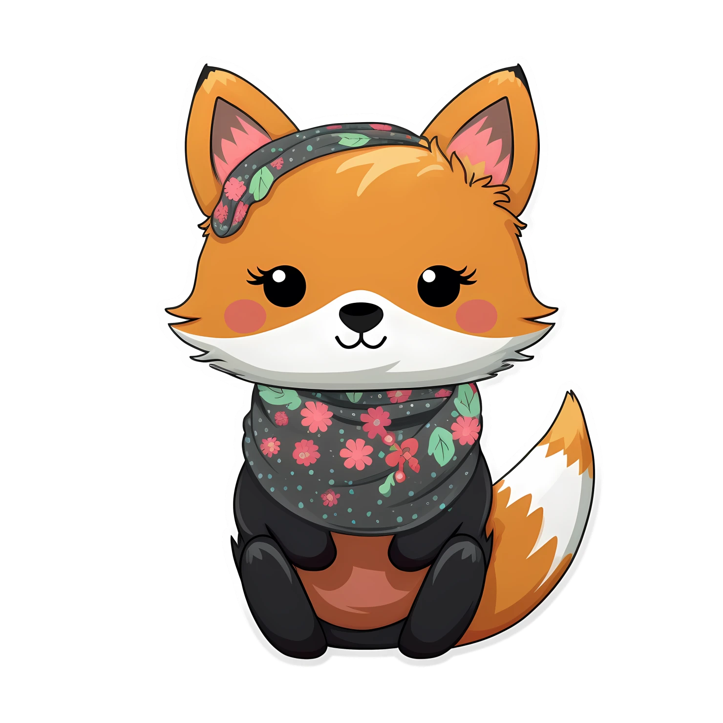 Kawaii fox sticker isolated on transparent background #27851