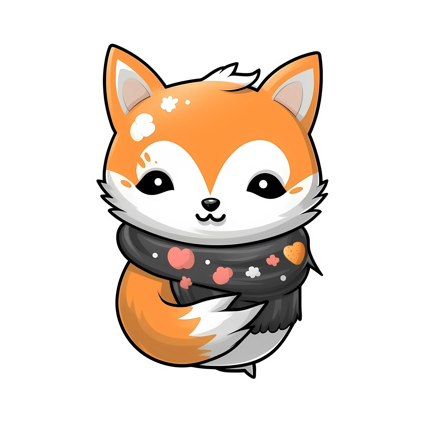 Kawaii fox sticker isolated on transparent background #27858
