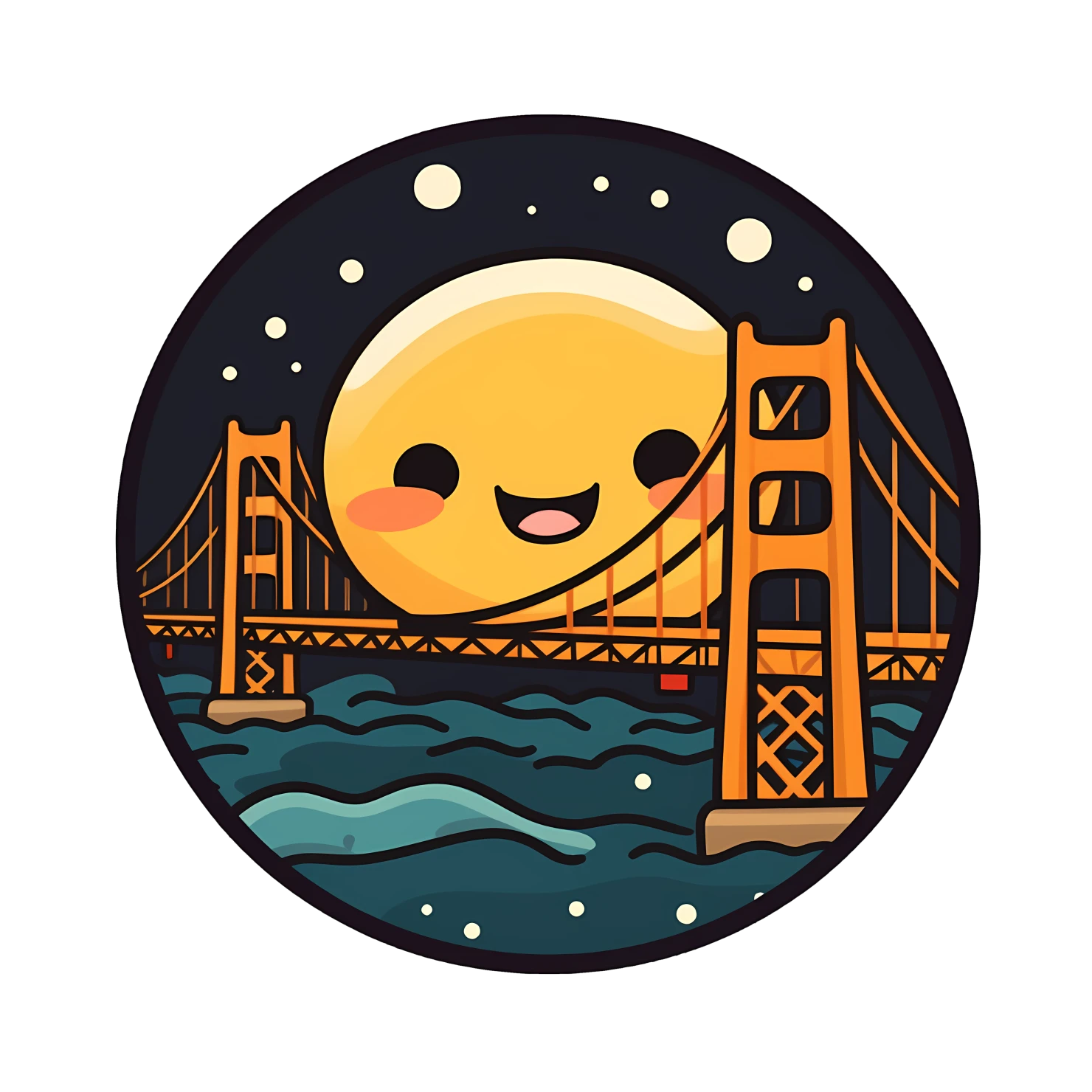 Kawaii golden bridge sticker isolated on transparent background #27883
