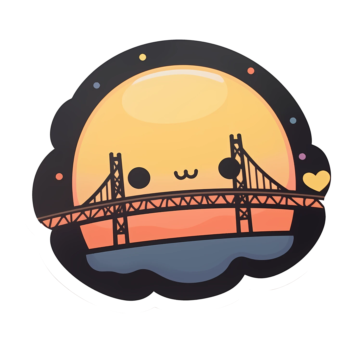 Kawaii golden bridge sticker isolated on transparent background #27884