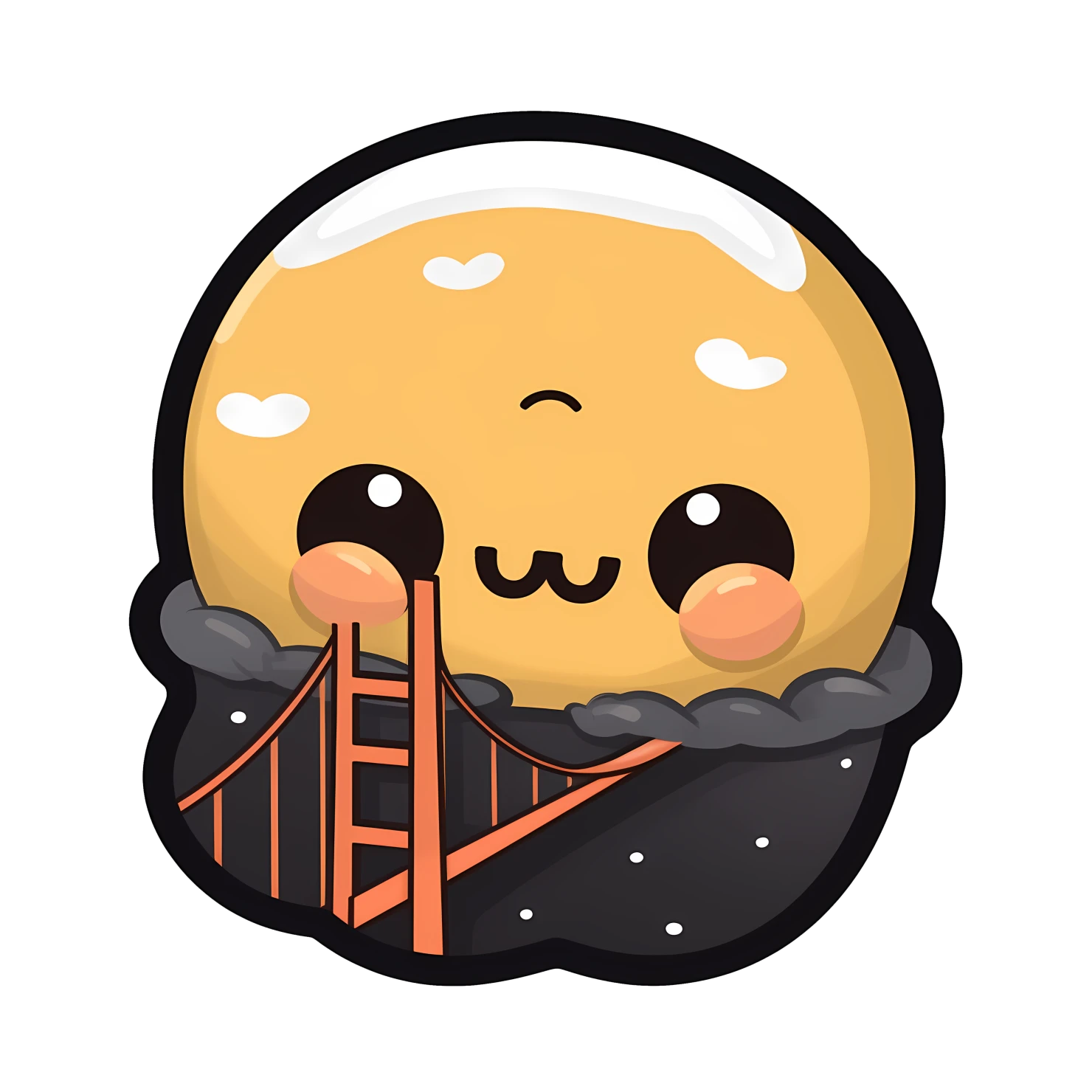 Kawaii golden bridge sticker isolated on transparent background #27886