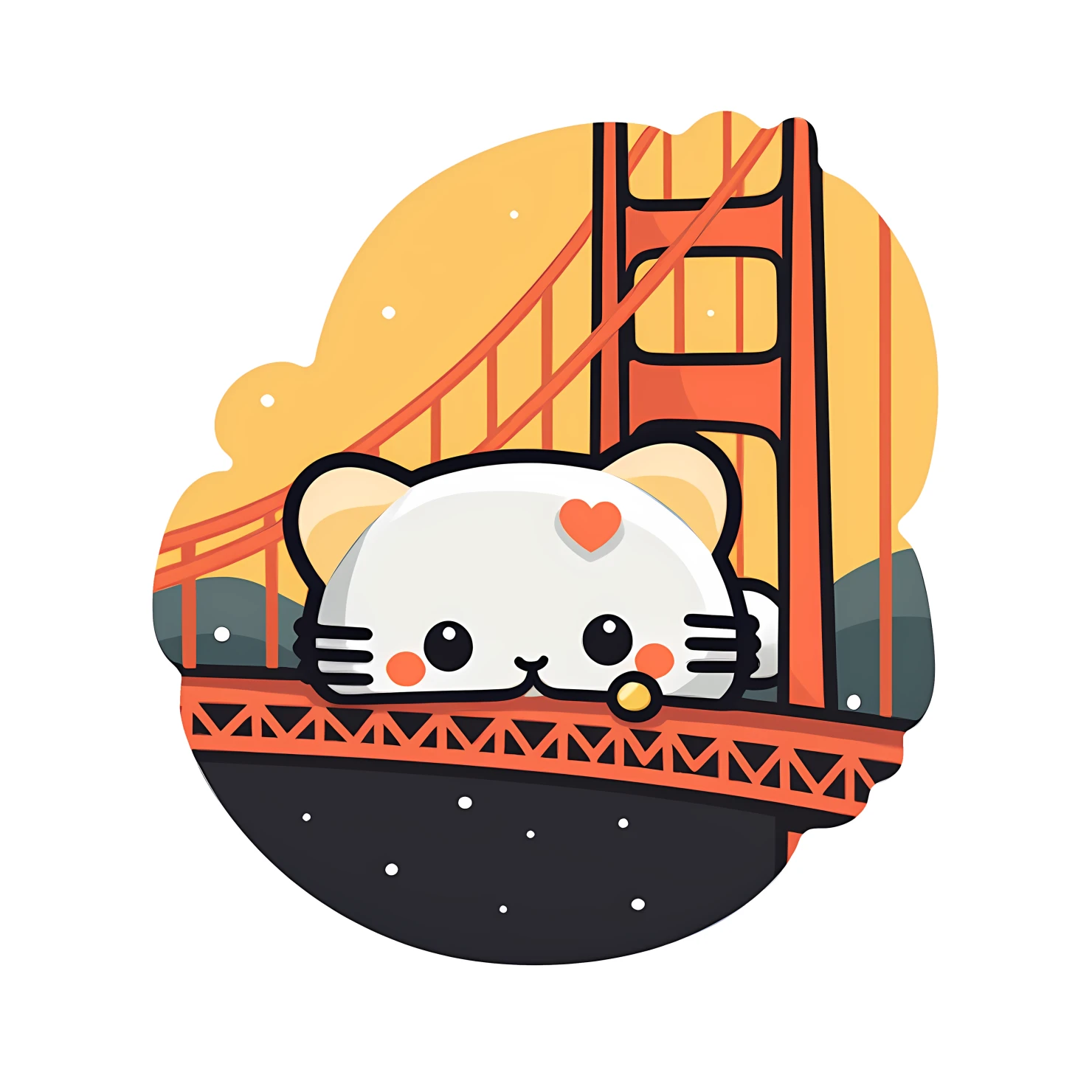 Kawaii golden bridge sticker isolated on transparent background #27887